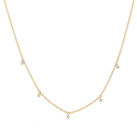 14K FIVE TINY HEXAGONS WITH SINGLE DIAMOND NECKLACE