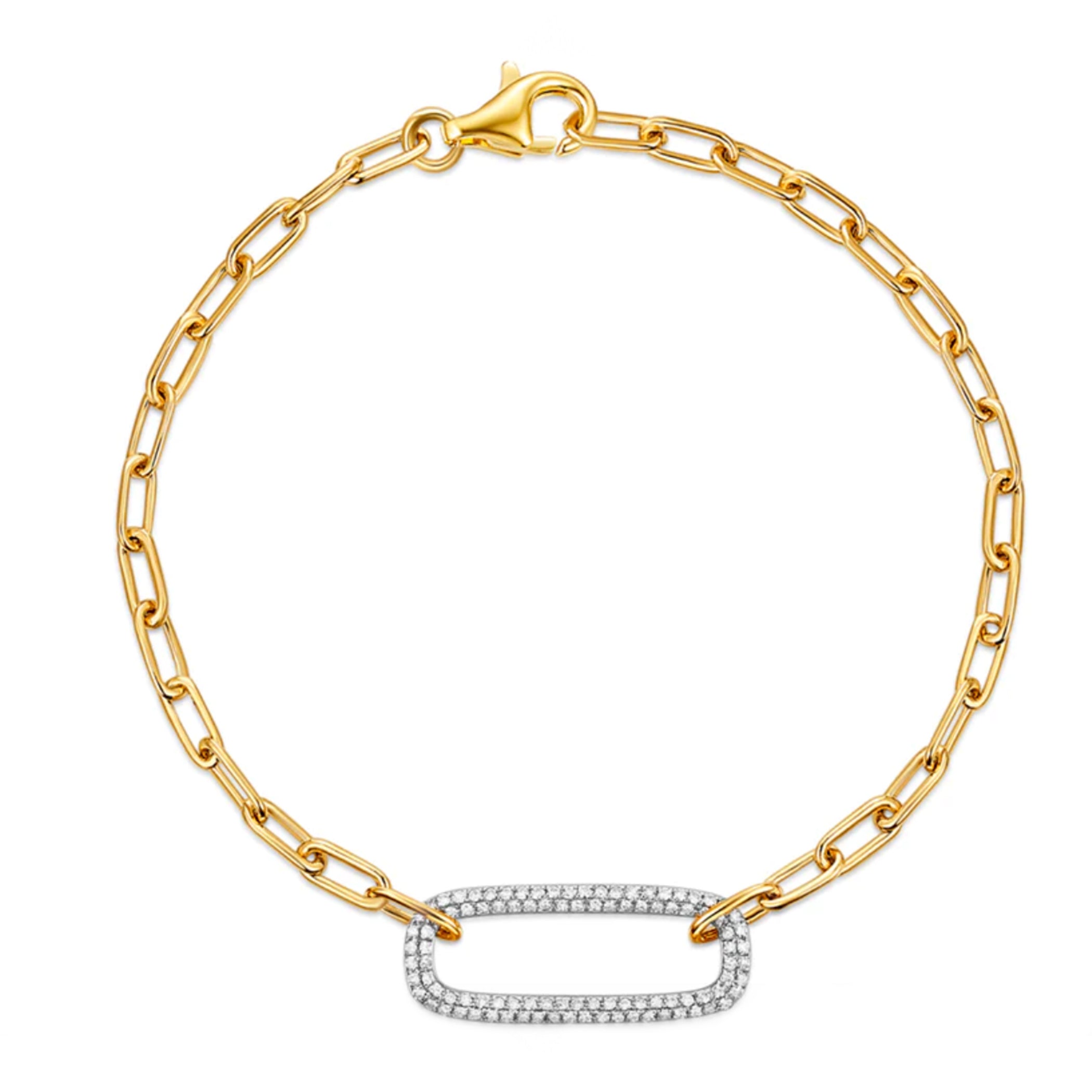 14K LARGE DIAMOND PAVE OVAL LINK BRACELET