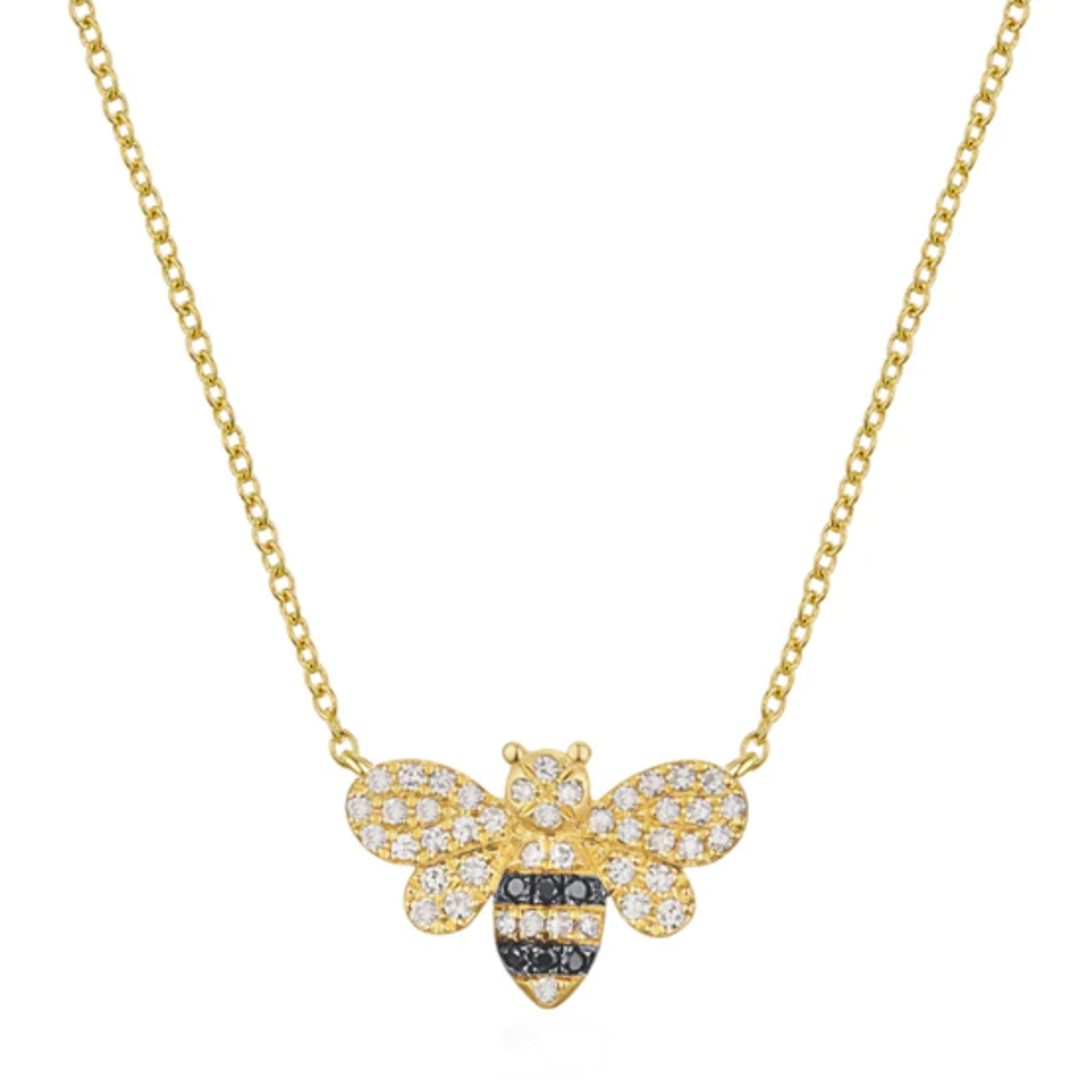 14K MEDIUM DIAMOND PAVE BEE NECKLACE