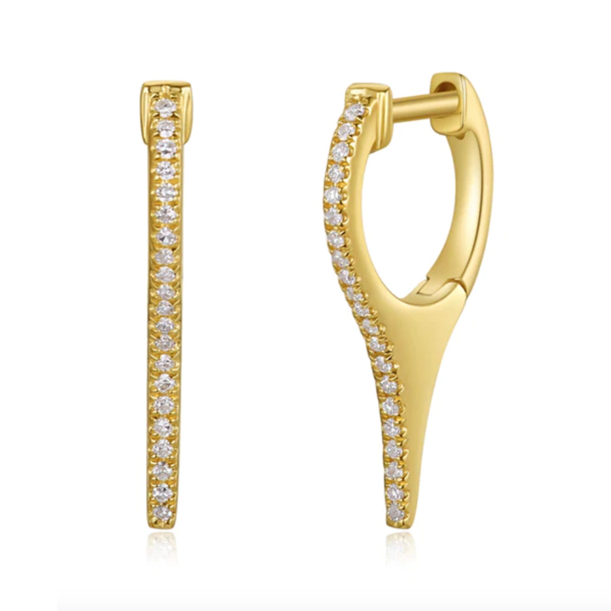 14K MINI DIAMOND PAVE SPIKE HUGGIES