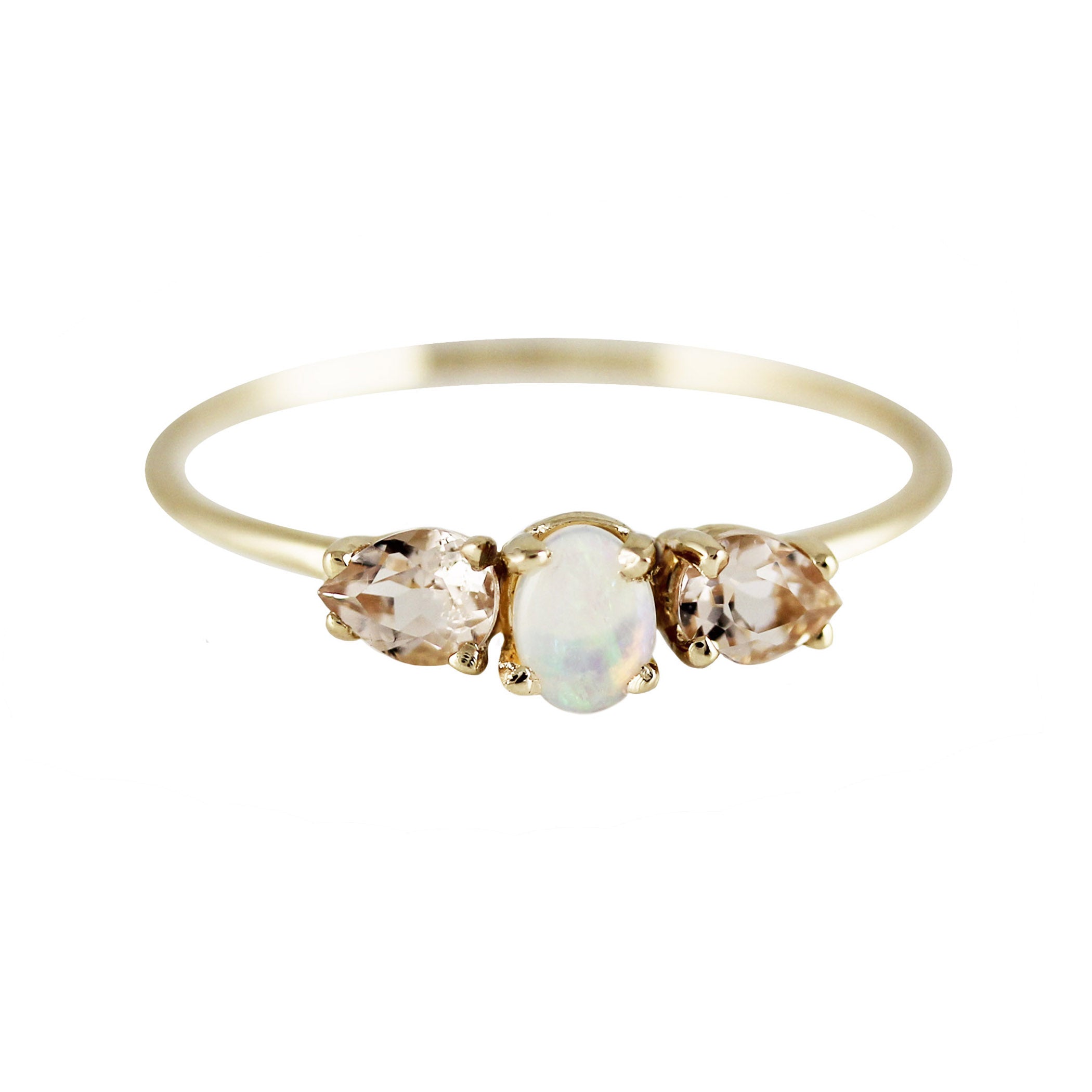 OPAL WITH MORGANITE PETALS RING