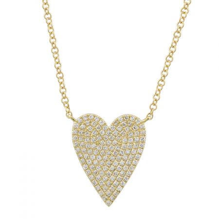 14K LARGE DIAMOND PAVE HEART NECKLACE