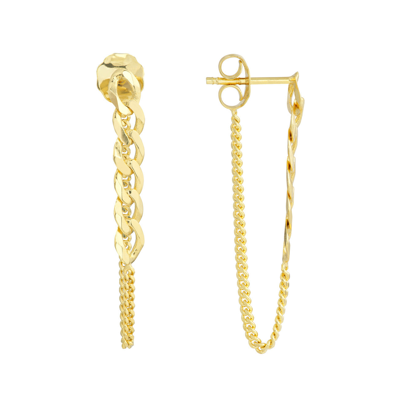 14K CURB CHAIN FRONT TO BACK EARRINGS