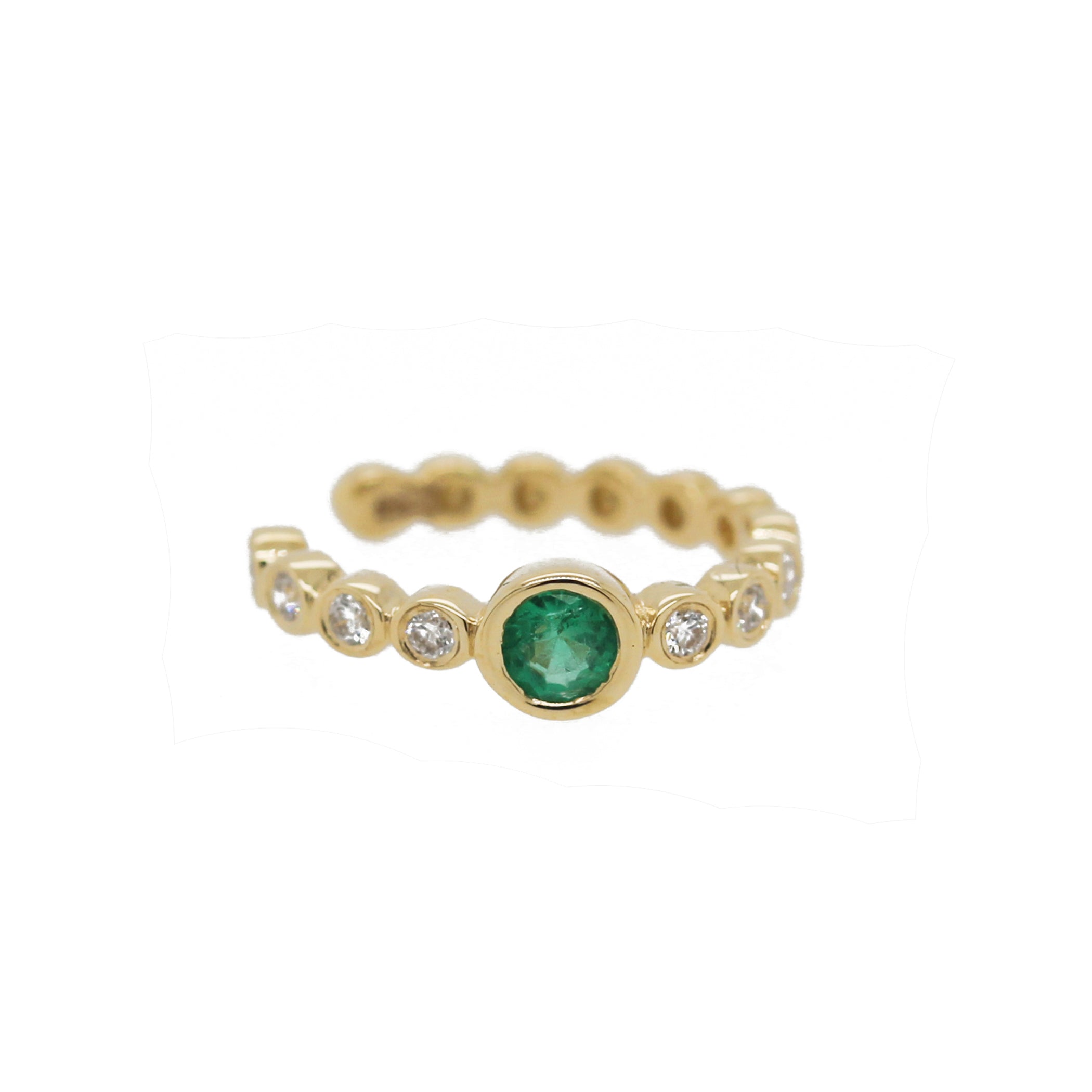 14K DIAMOND AND EMERALD BEZEL EAR CUFF