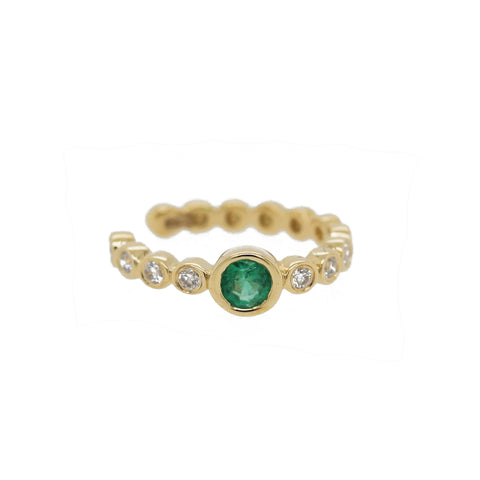 14K TINY BAGUETTE AND ROUND DIAMONDS TIARA RING