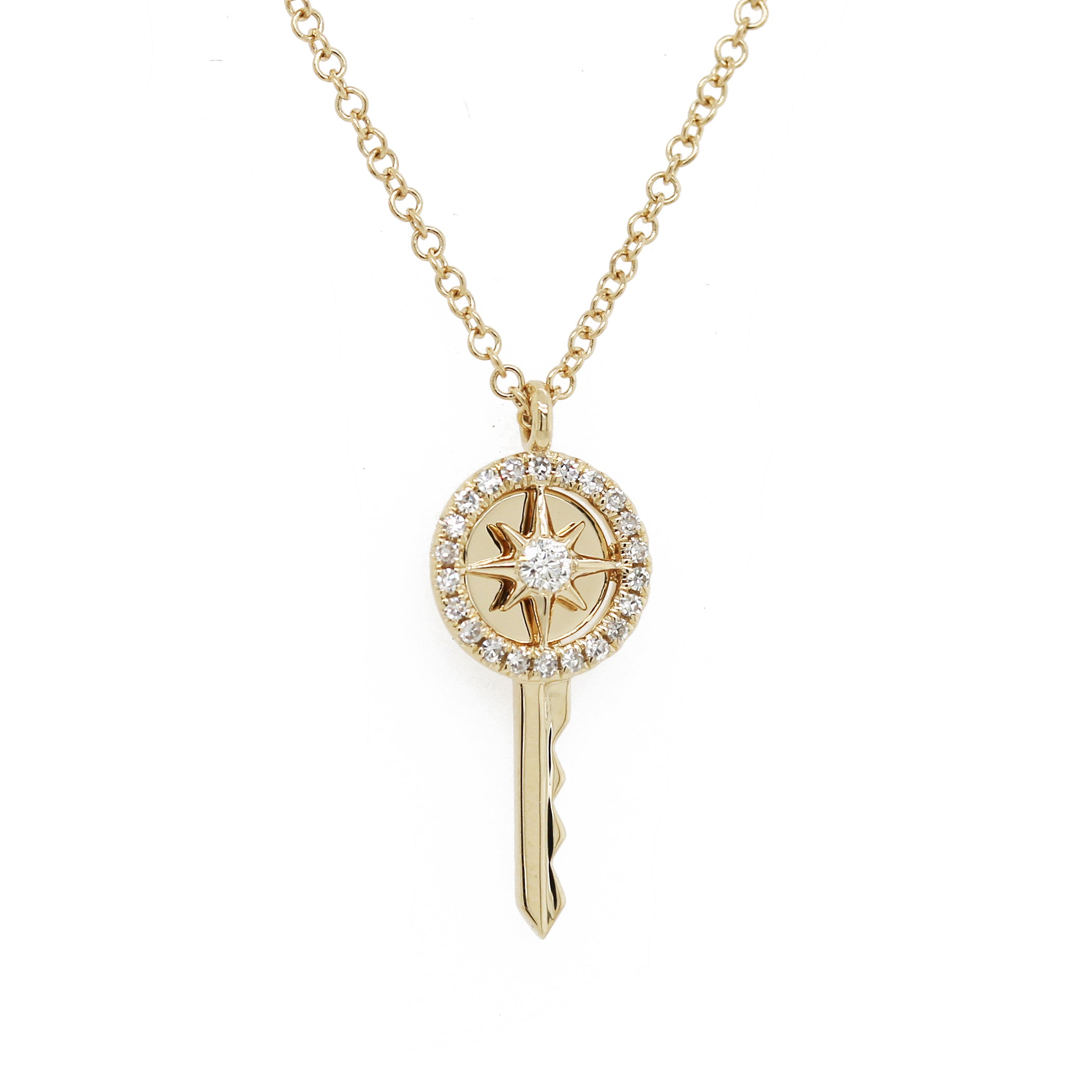14K DIAMOND PAVE CELESTIAL KEY NECKLACE