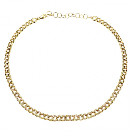 14K DIAMOND PAVE CUBAN LINK CHOKER NECKLACE