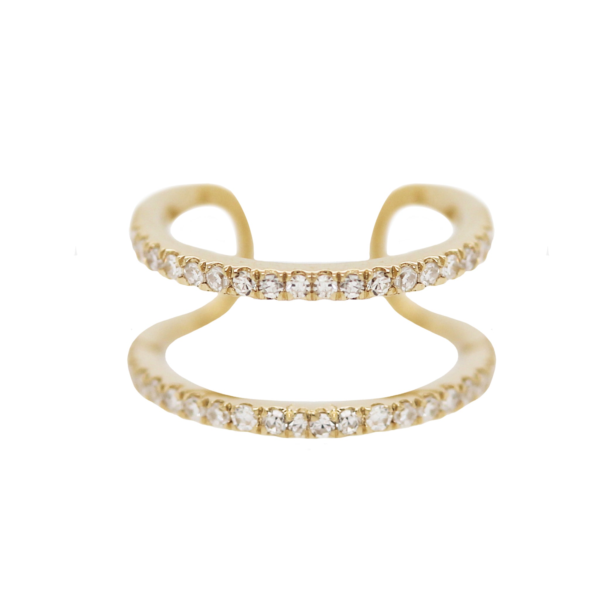 14K DIAMOND PAVE OPEN DOUBLE EAR CUFF