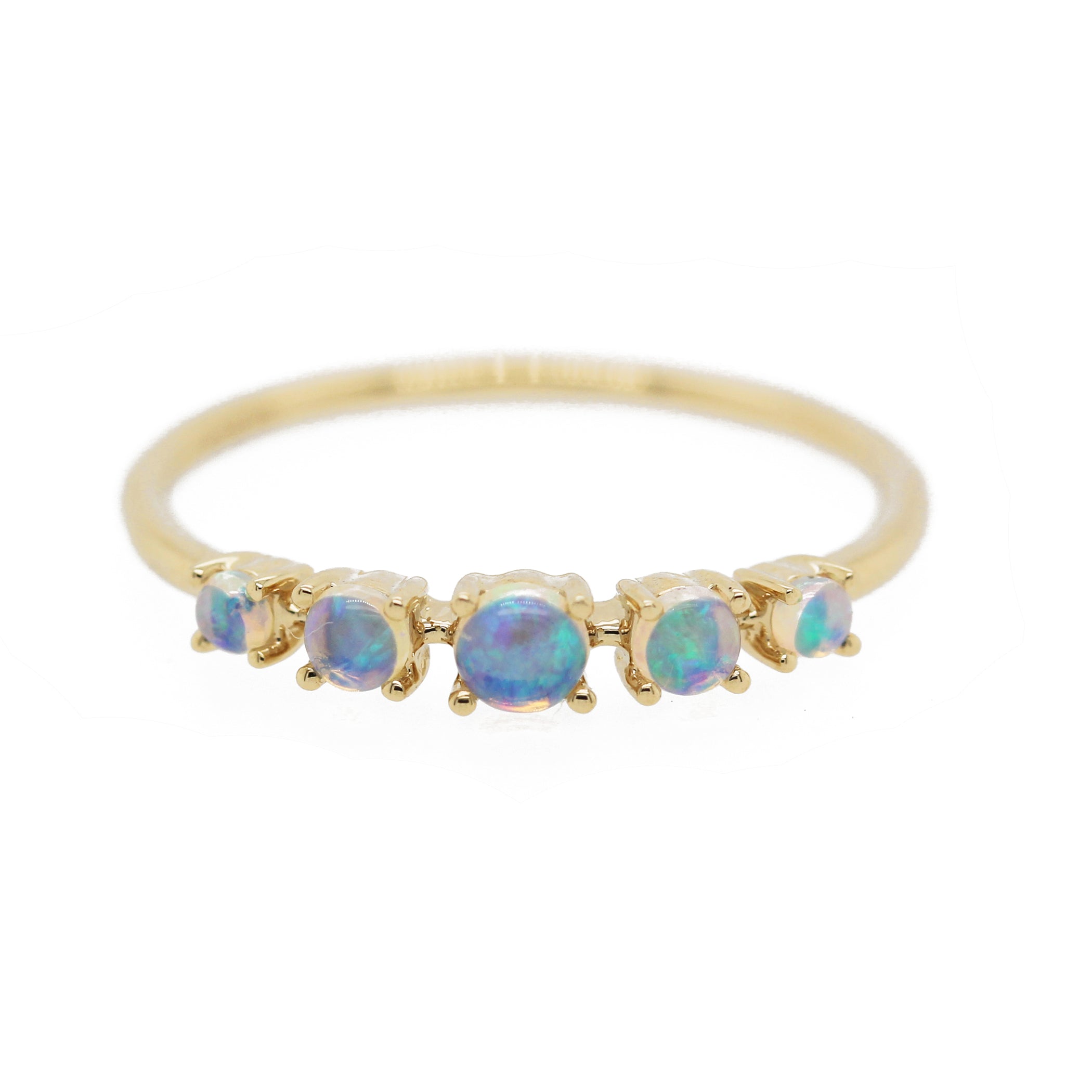 14K FIVE GRADUATED PRONG SET OPAL RING