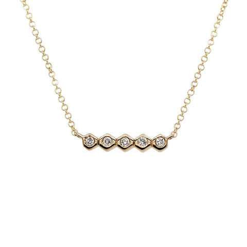 14K HEXAGON DIAMOND NECKLACE