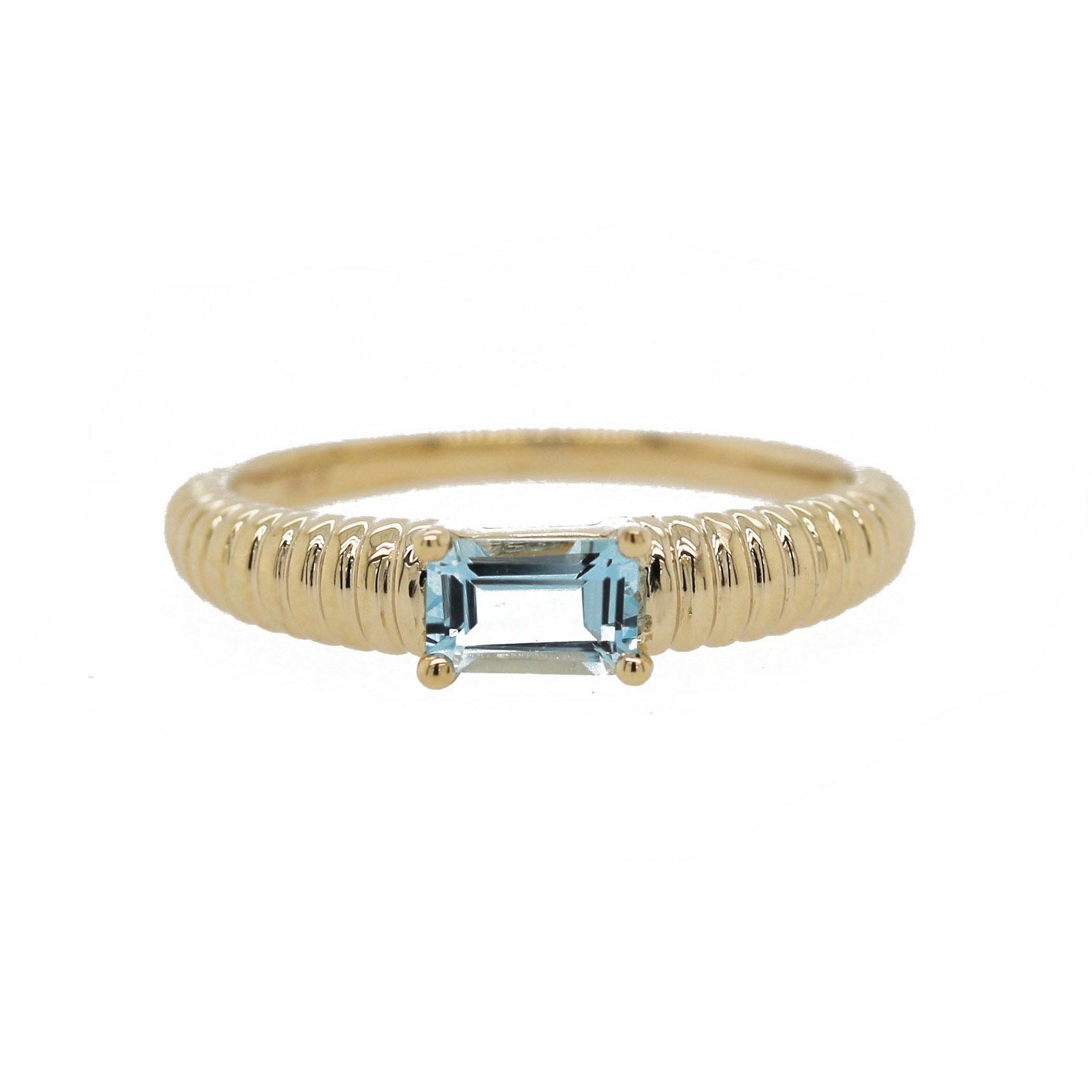 14K FLUTED DOMED AQUAMARINE RING