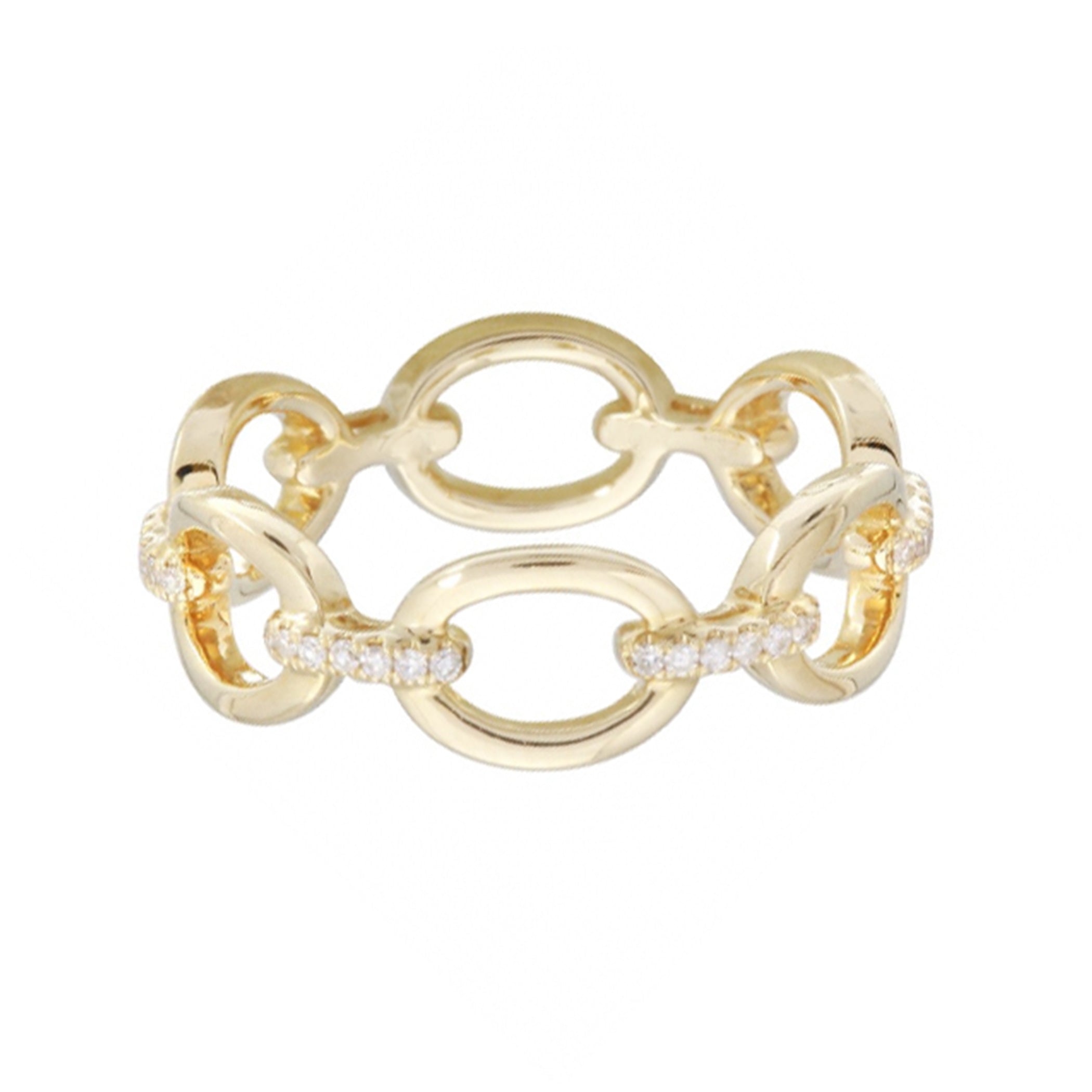 14K GRANDE OPEN LINK WITH DIAMOND PAVE CONNECTION RING