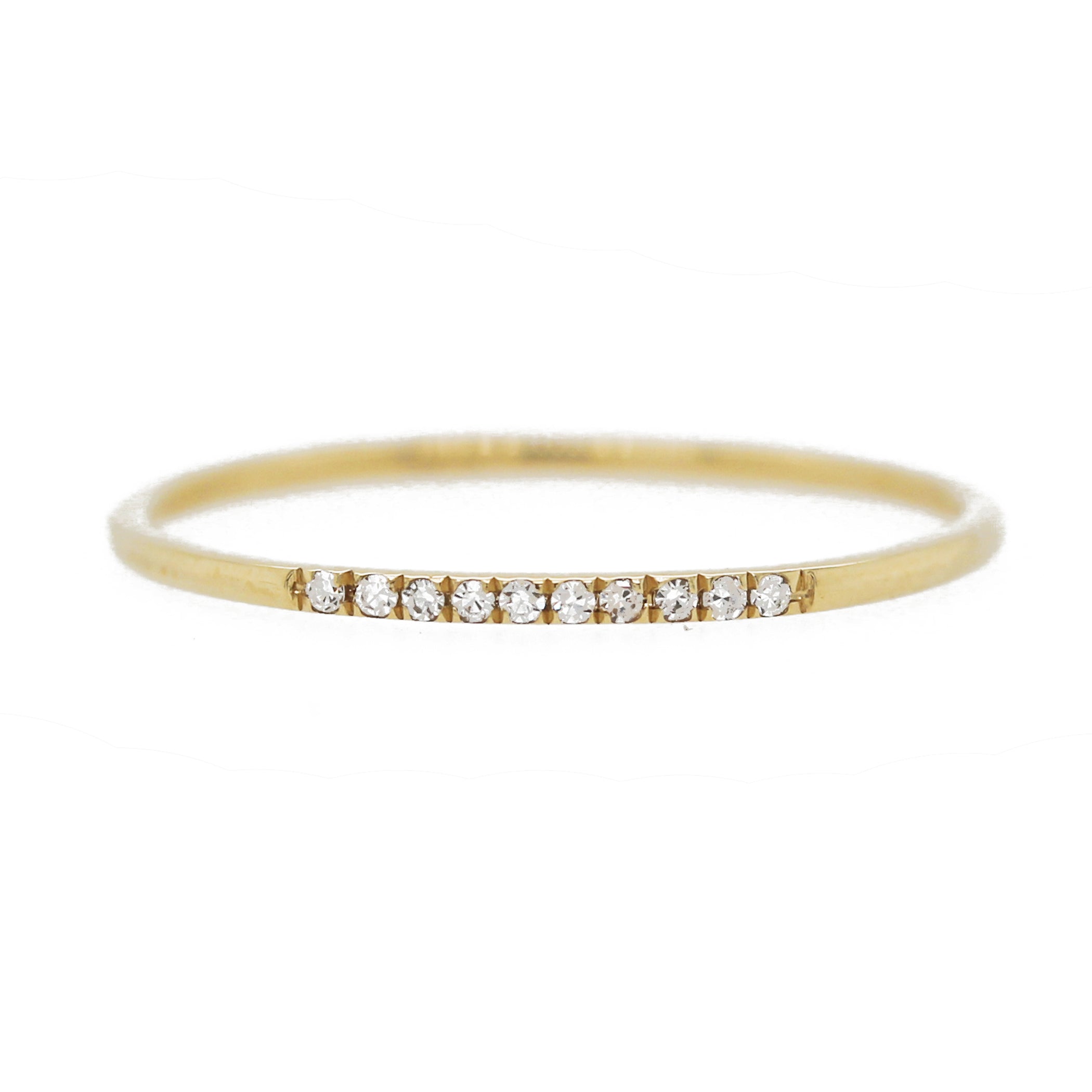 14K HALF ROUND BAND WITH TEN DIAMOND PAVE