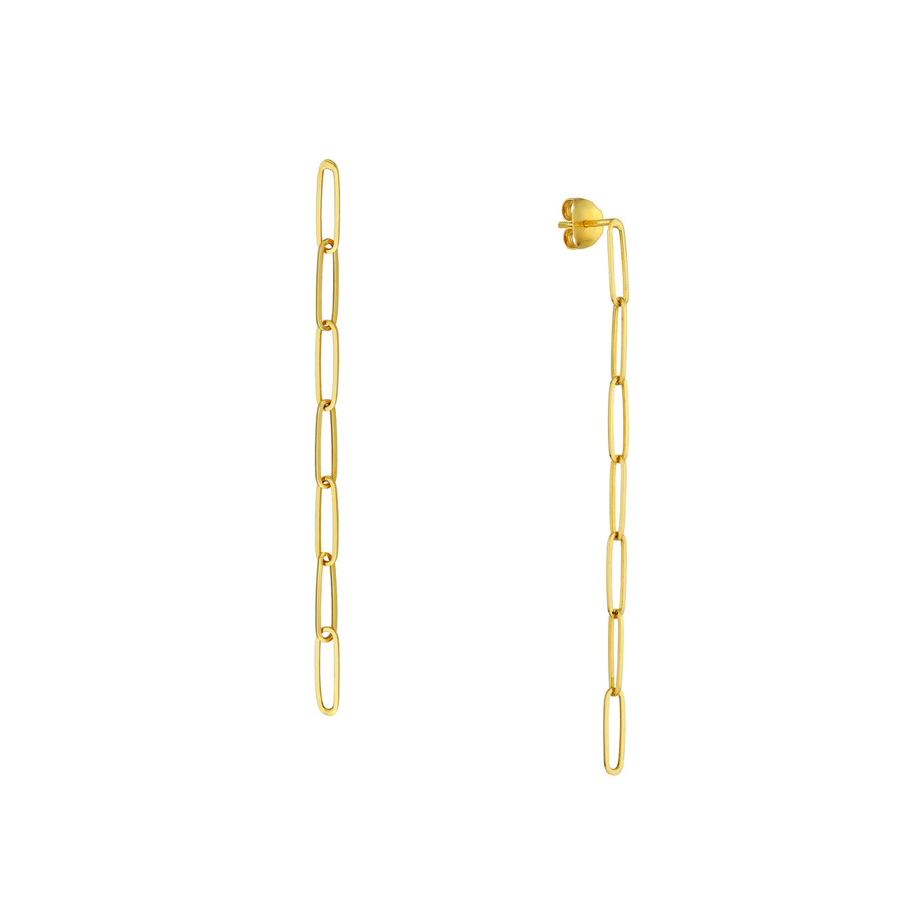 14K LONG THIN PAPER CLIP EARRINGS