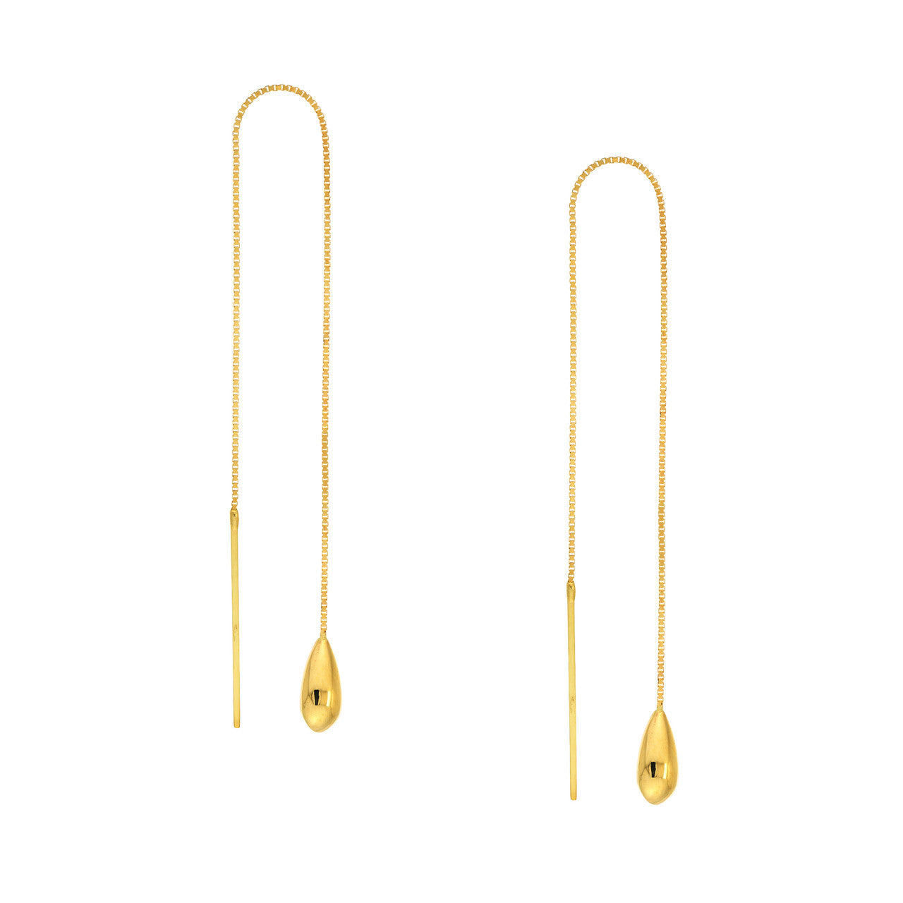 14K PEAR DROP THREADER EARRINGS