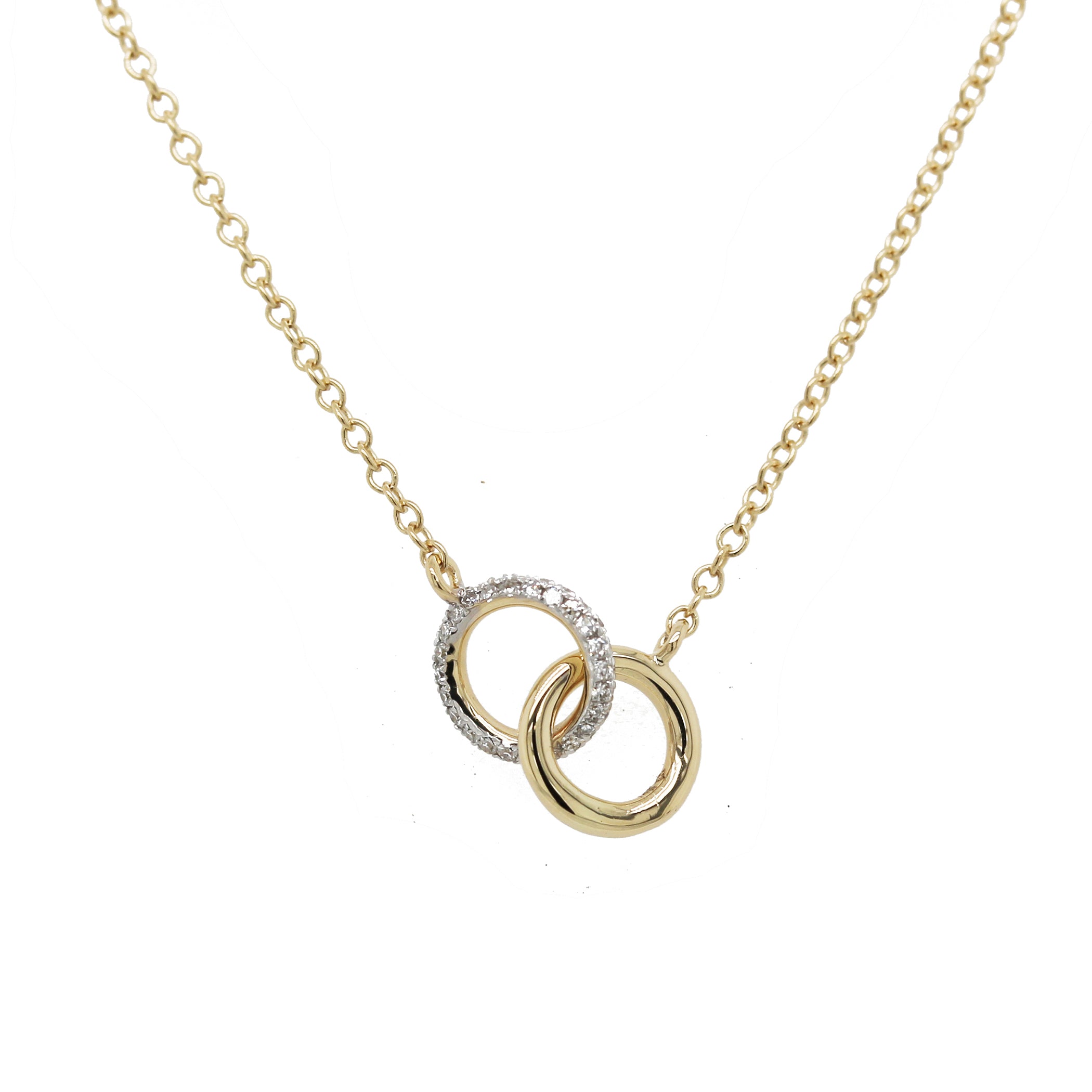 14K PETITE DIAMOND LINKED CIRCLES NECKLACE