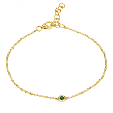 14K SMALL DIAMOND PAVE WITH EMERALD EYE SNAKE BRACELET