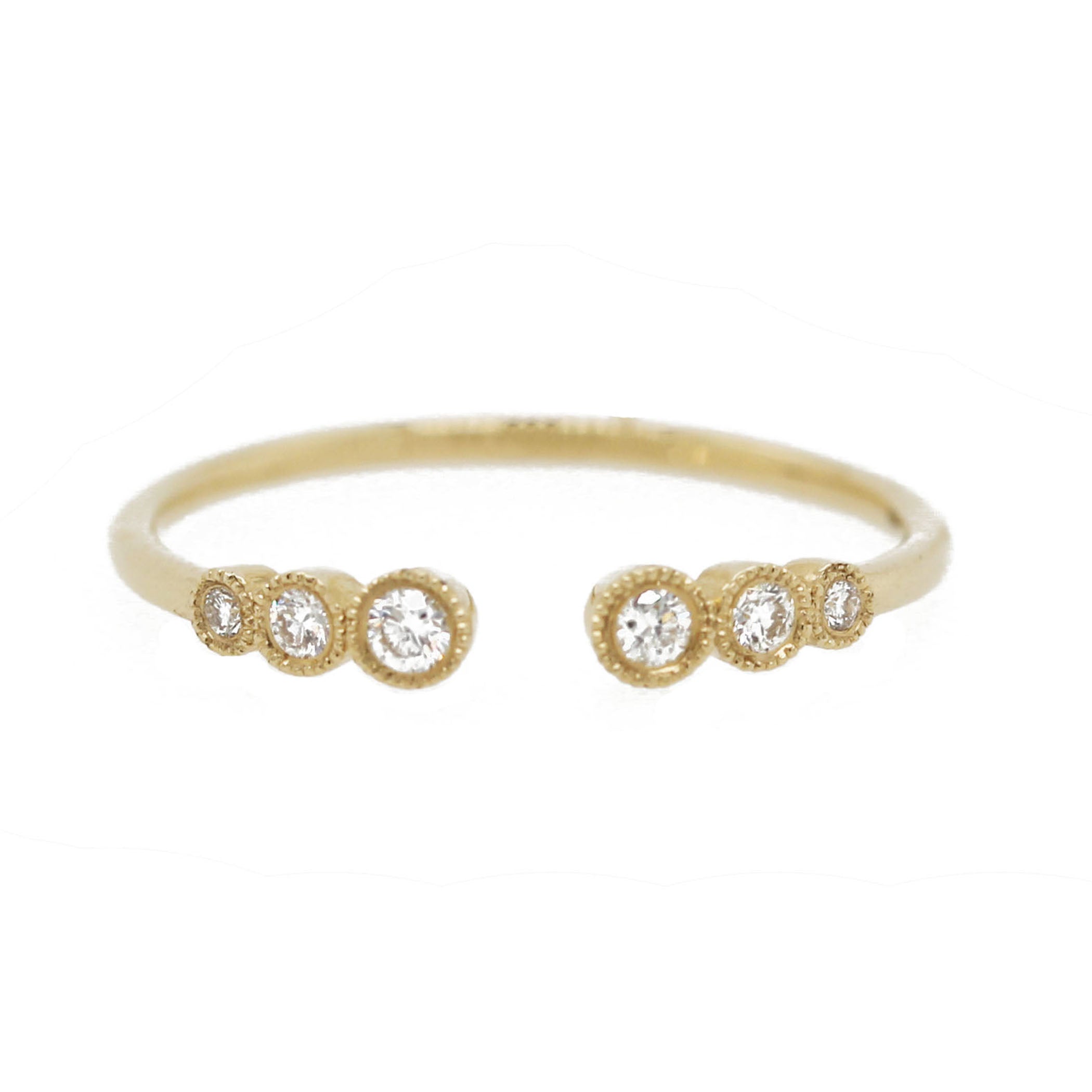 14K PETITE TRIPLE DIAMOND BEZEL CUFF RING