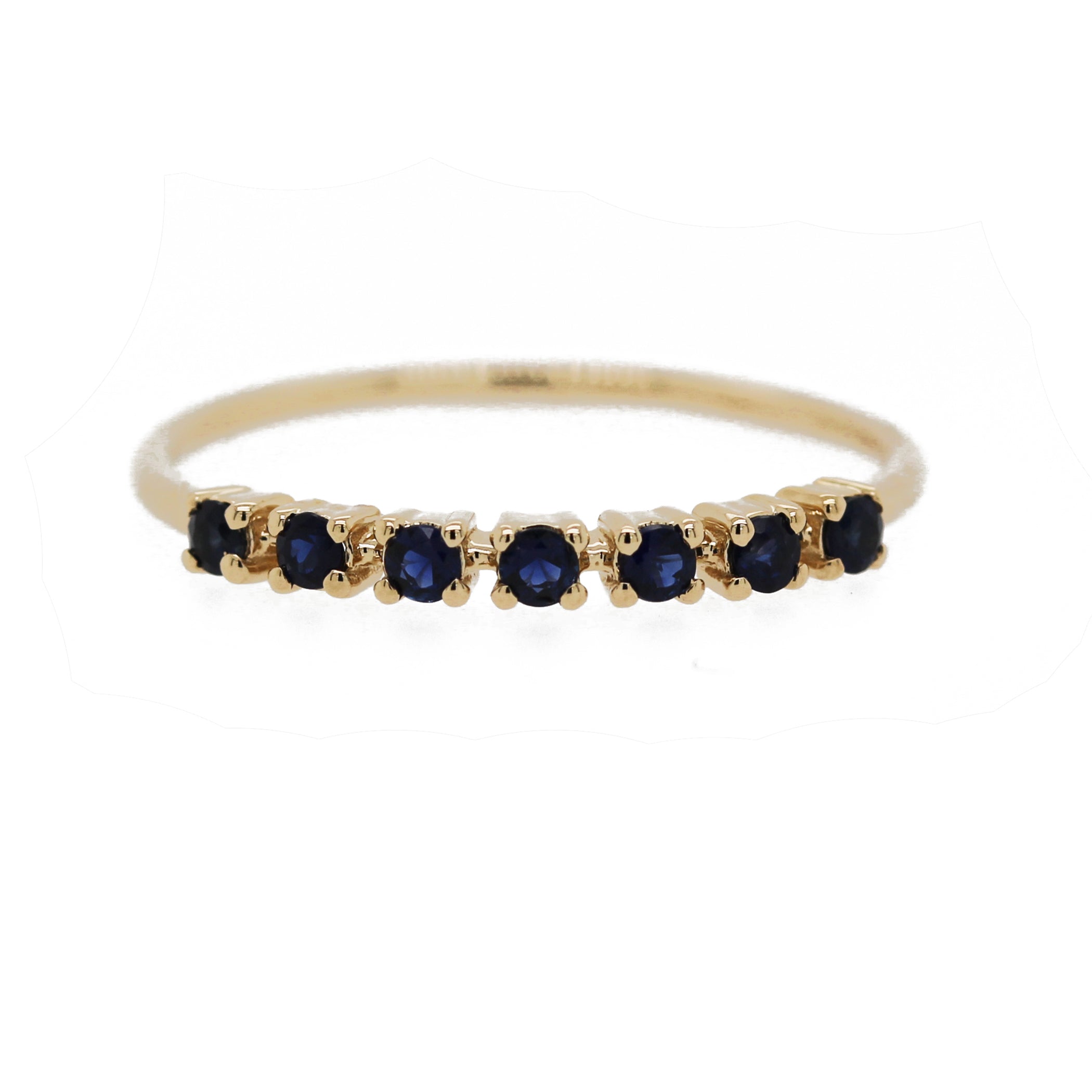 14K SEVEN PRONG SET SAPPHIRE BAND RING