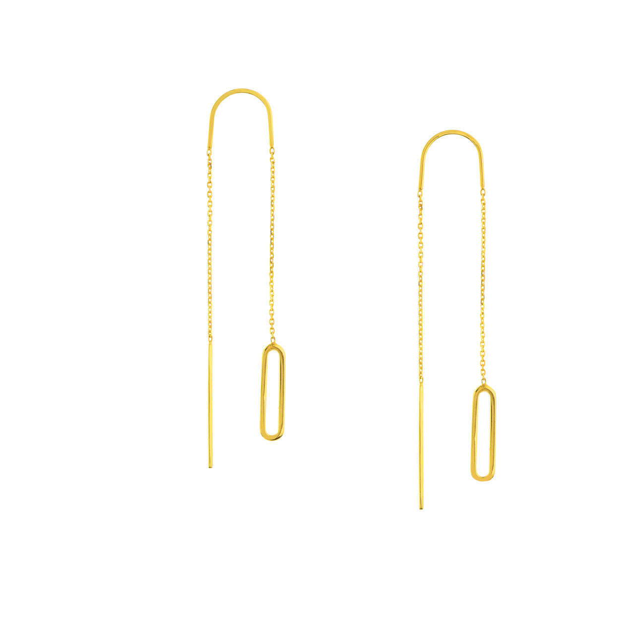 14K SMALL OPEN OVAL LINK THREADER EARRINGS