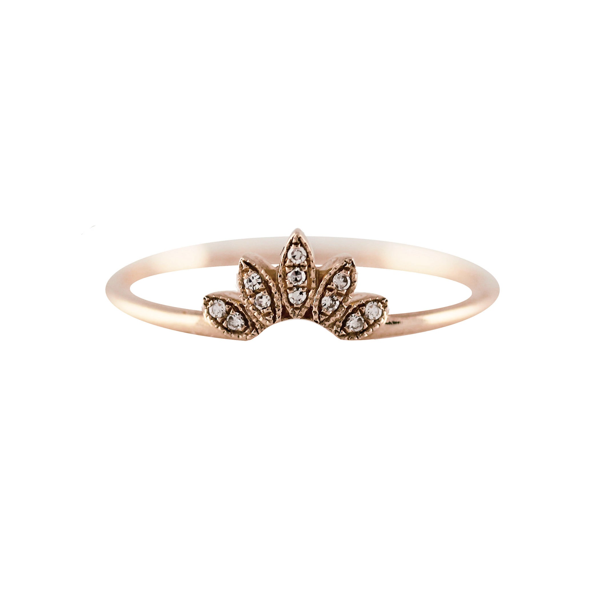 14K TINY DIAMOND PAVE MARQUISE TIARA RING