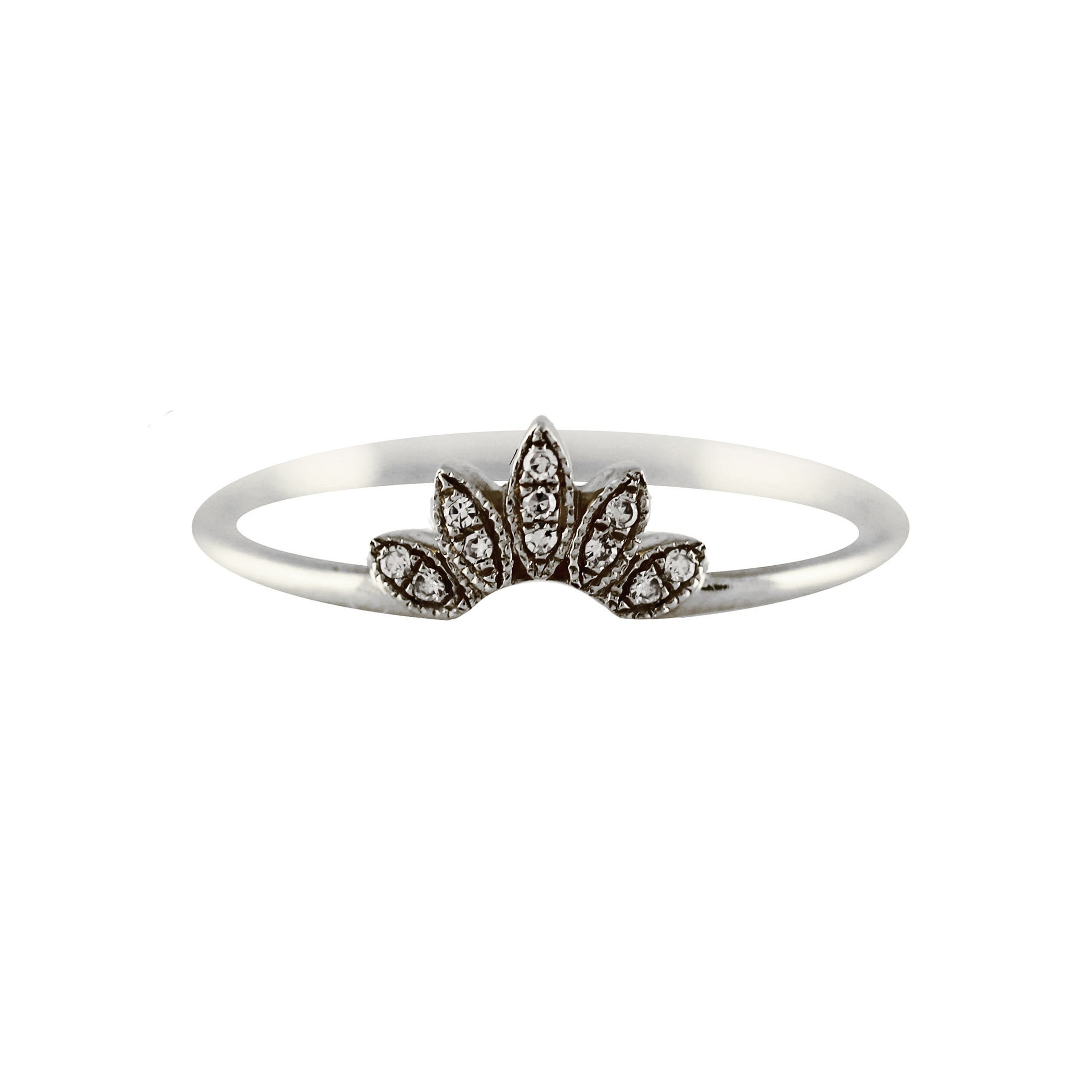 14K TINY DIAMOND PAVE MARQUISE TIARA RING