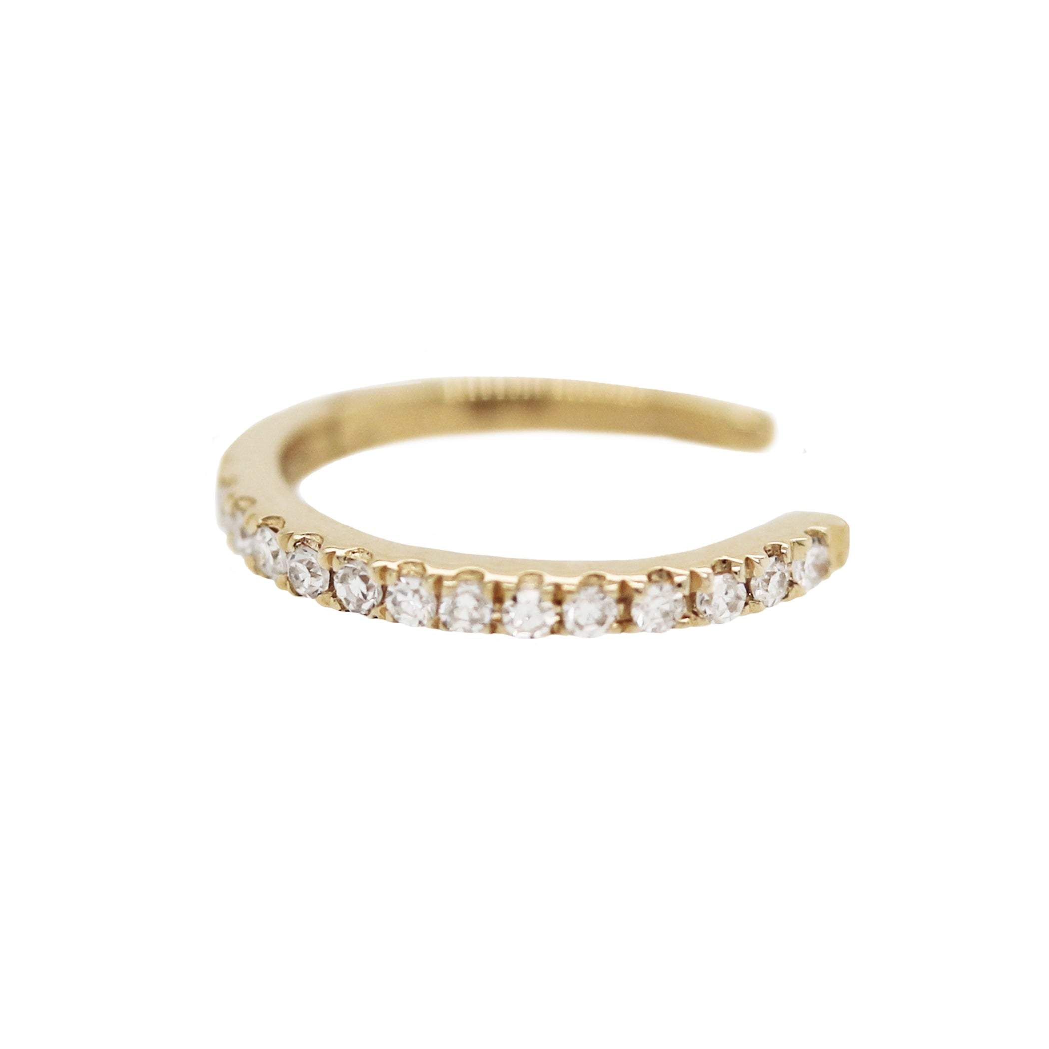 14K HALF ETERNITY DIAMOND PAVE EAR CUFF
