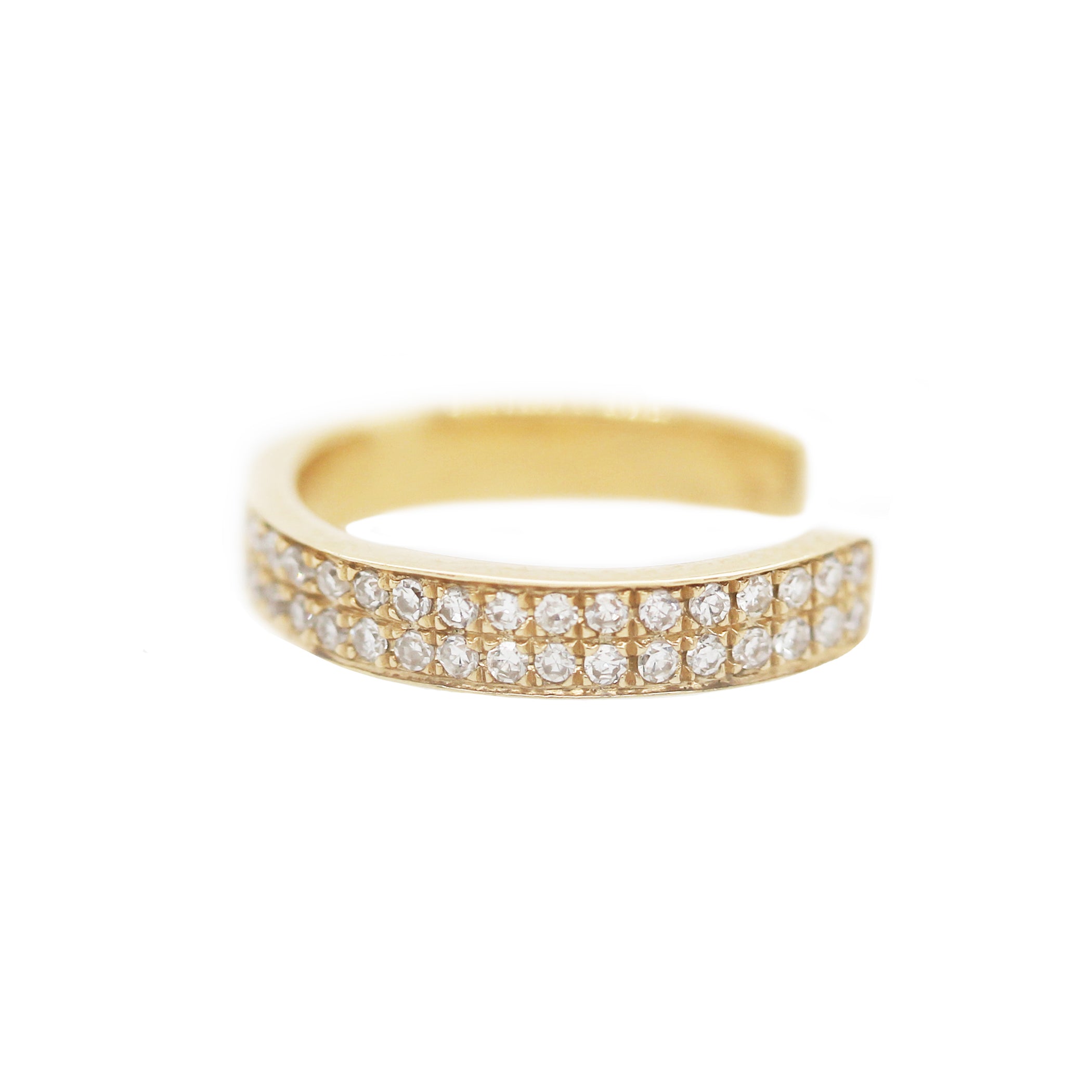 14K DOUBLE ROW DIAMOND PAVE EAR CUFF