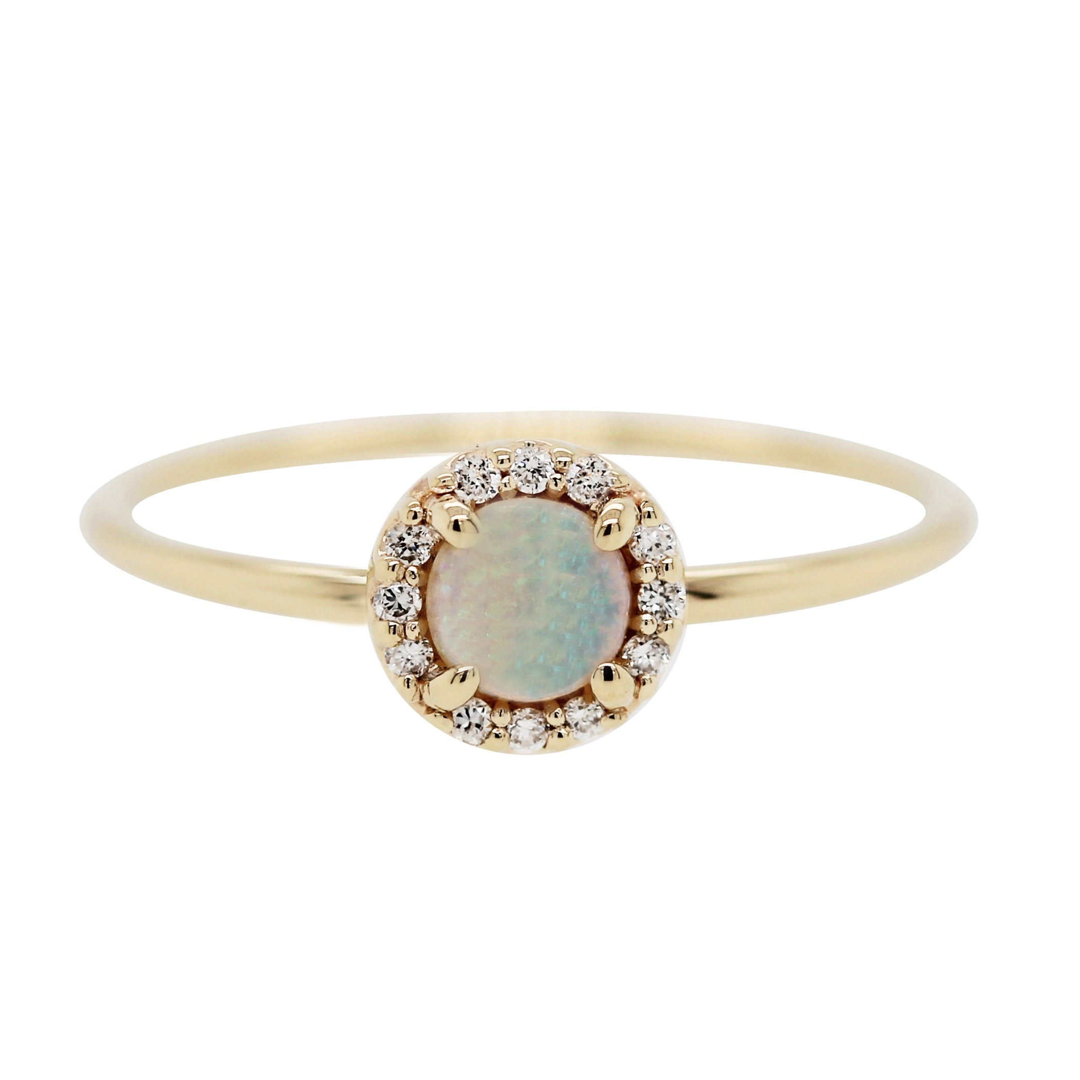 14K ROUND OPAL WITH DIAMONDS RING