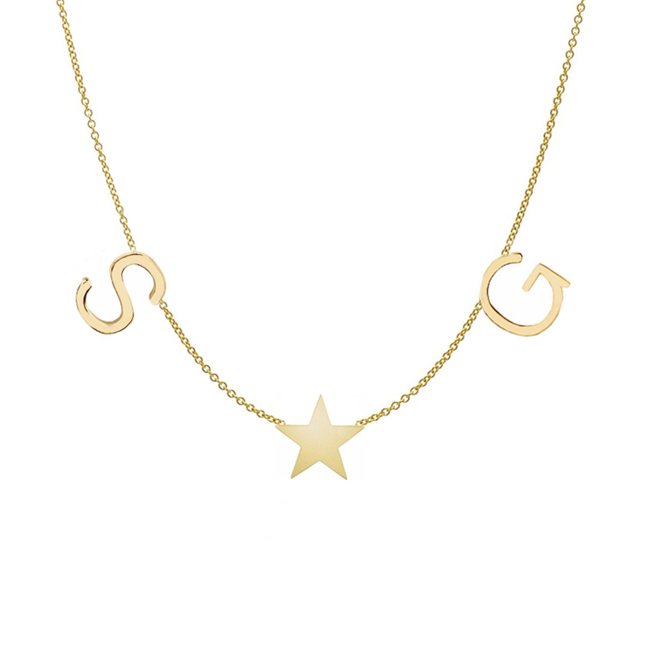 14K TWO INITIALS WITH STAR NECKLACE