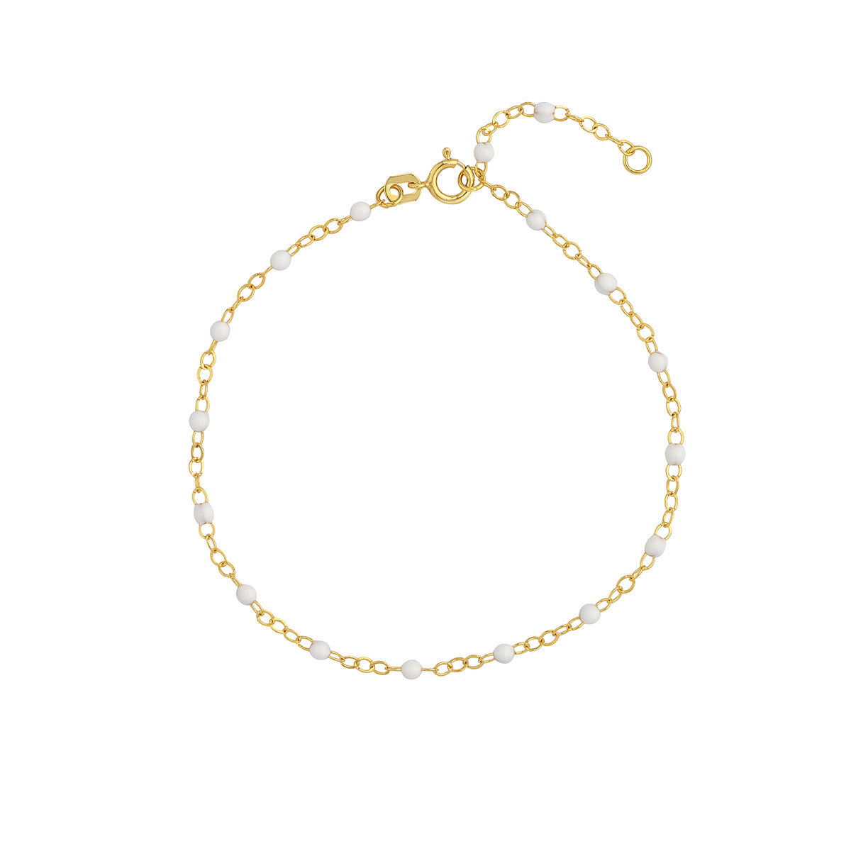 14K STATION WHITE ENAMEL BRACELET