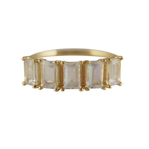 14K SERENE AQUAMARINE TIARA RING
