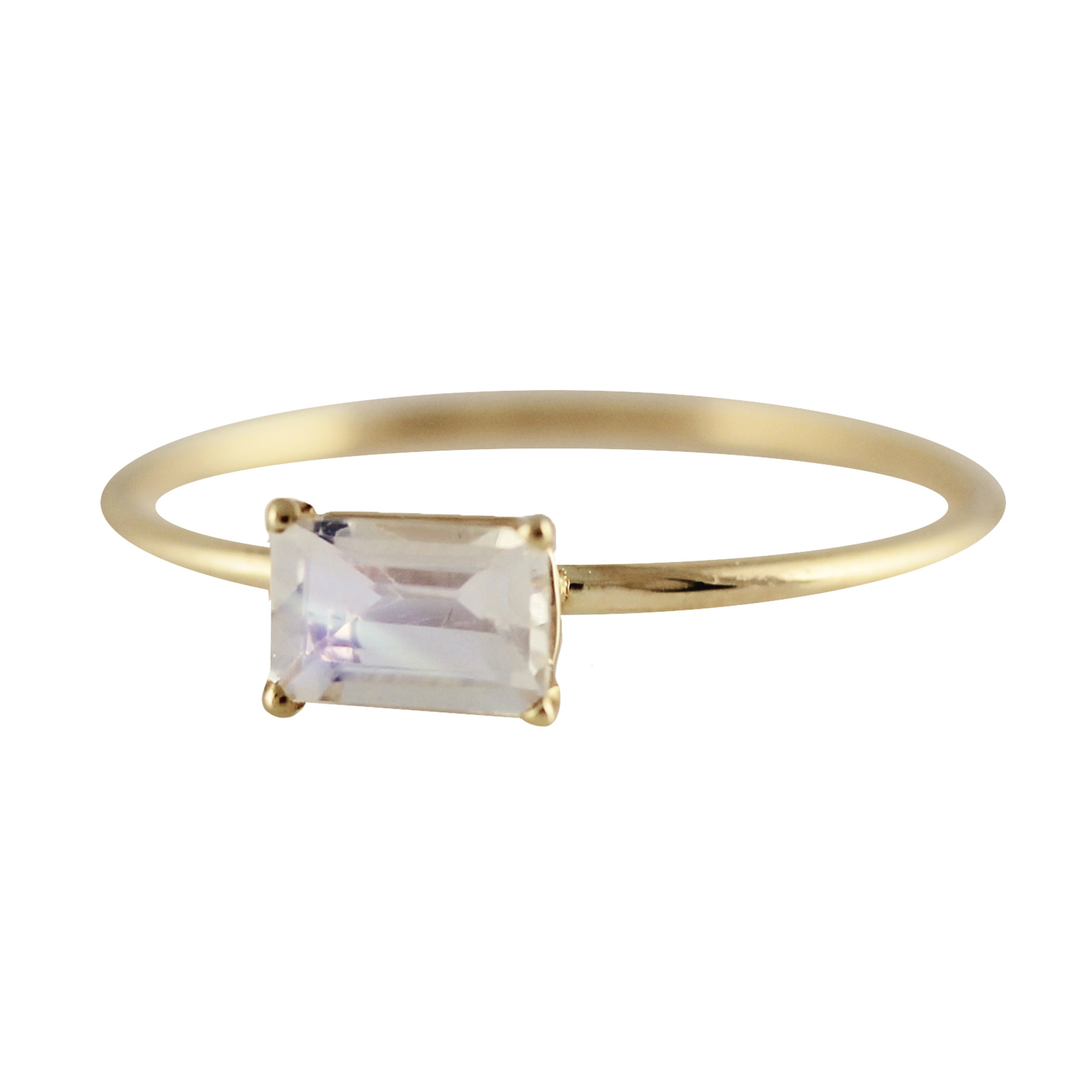 14K RECTANGULAR MOONSTONE RING