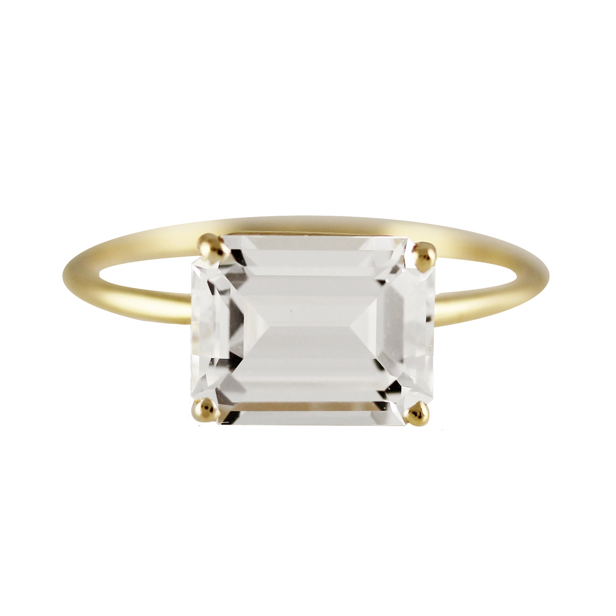 14K 9 X 7 MM WHITE TOPAZ RING