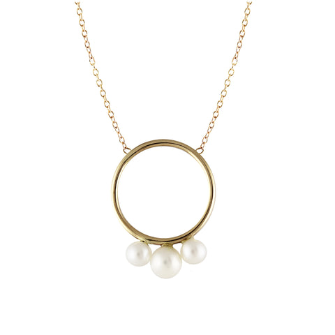 14K FIVE TINY HEXAGONS WITH SINGLE DIAMOND NECKLACE