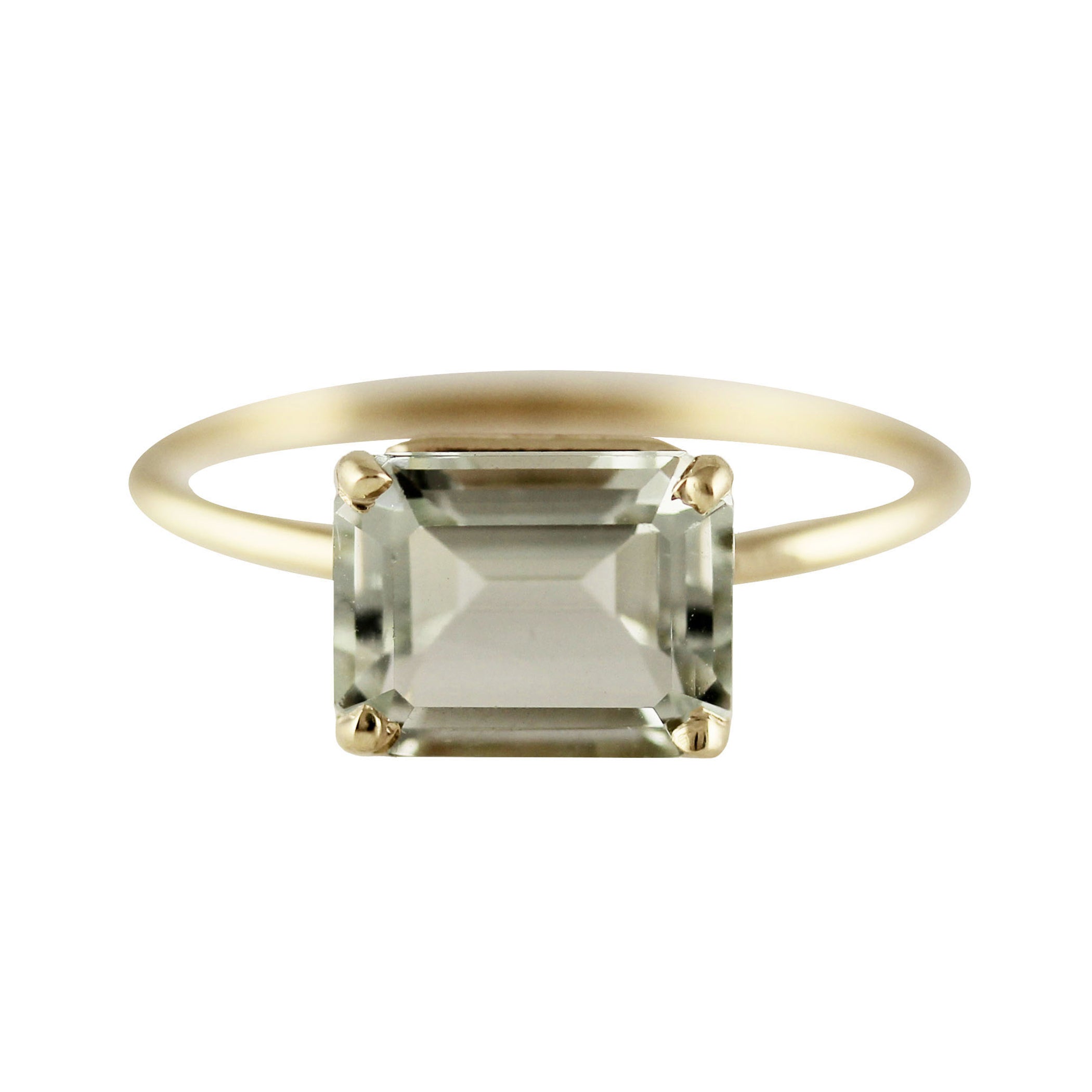14K 9X7 MM EMERALD CUT MOSS RING