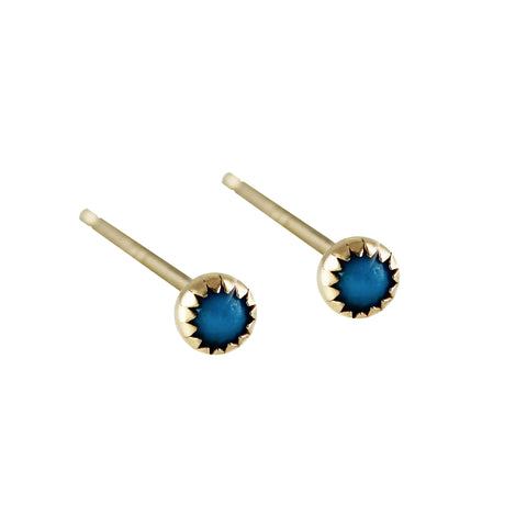 14K TINY TURQUOISE MARQUISE STUDS