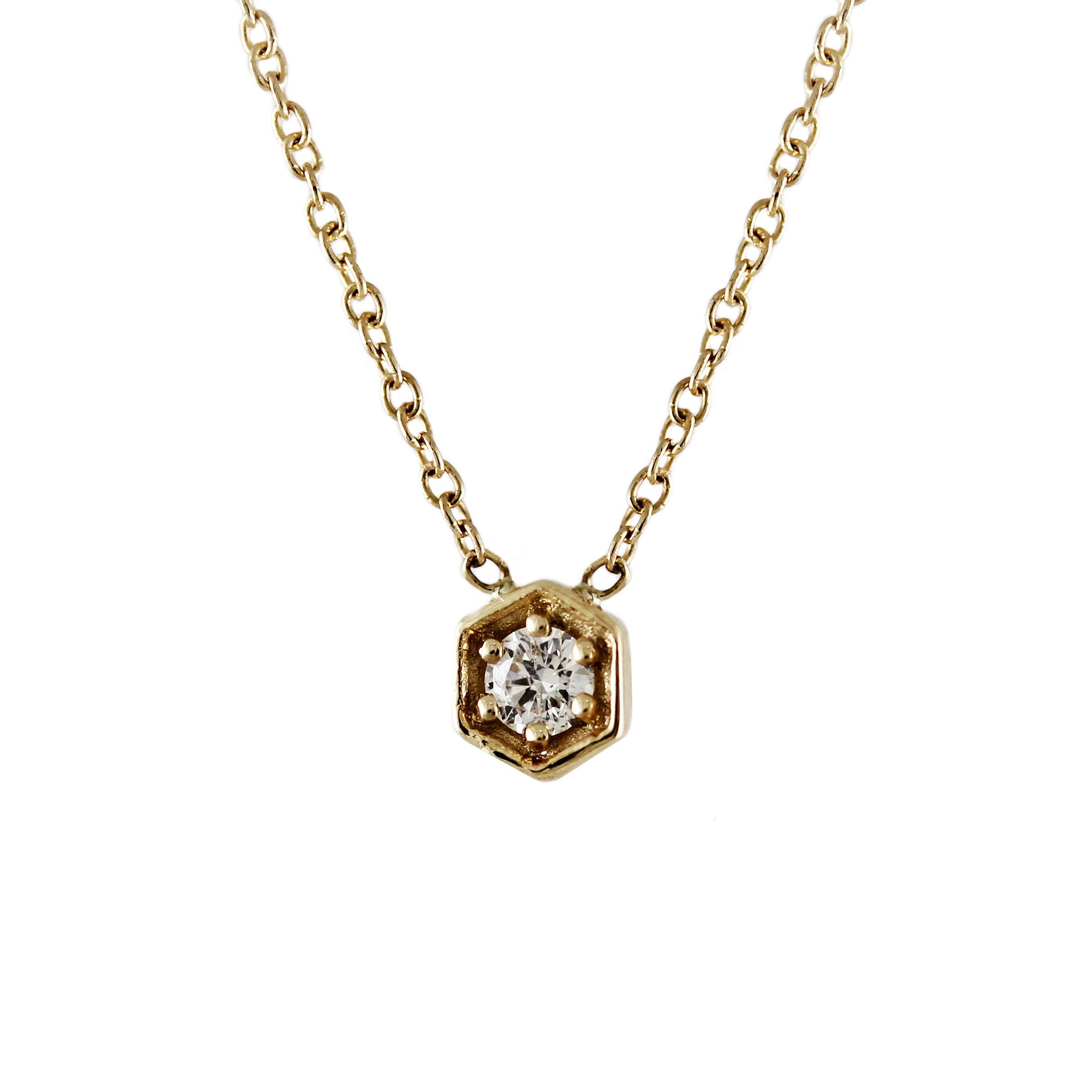 14K HEXAGON DIAMOND NECKLACE