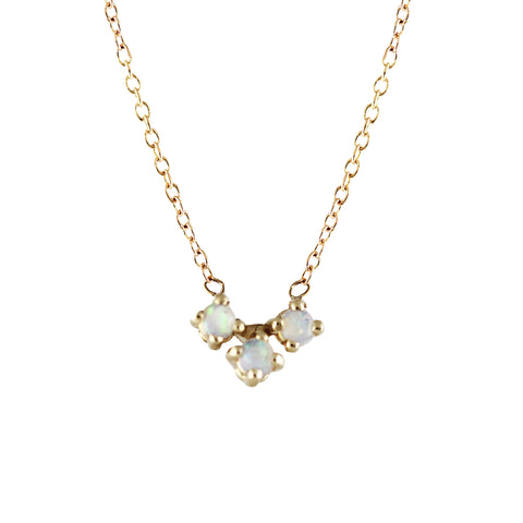 14K FIVE TINY HEXAGONS WITH SINGLE DIAMOND NECKLACE