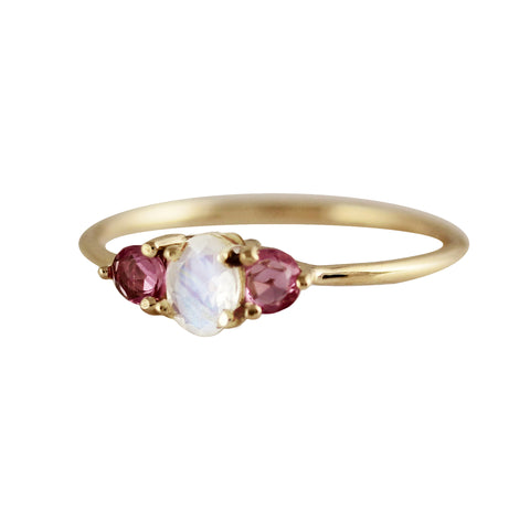 14K DIAMOND PAVE BYPASS WITH PEAR PINK SAPPHIRE RING