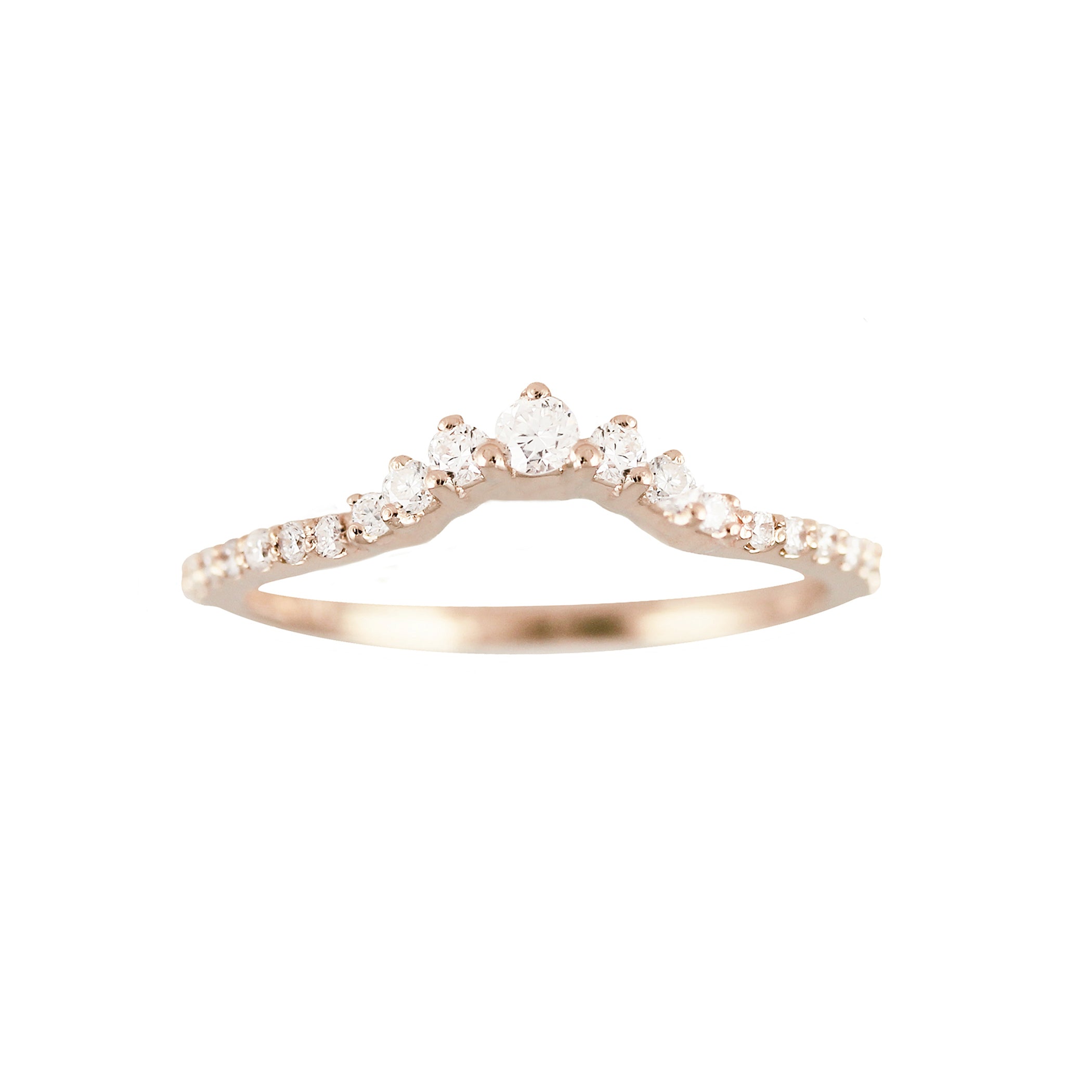 14K PETITE DIAMOND TIARA WITH SIDE PAVE BAND
