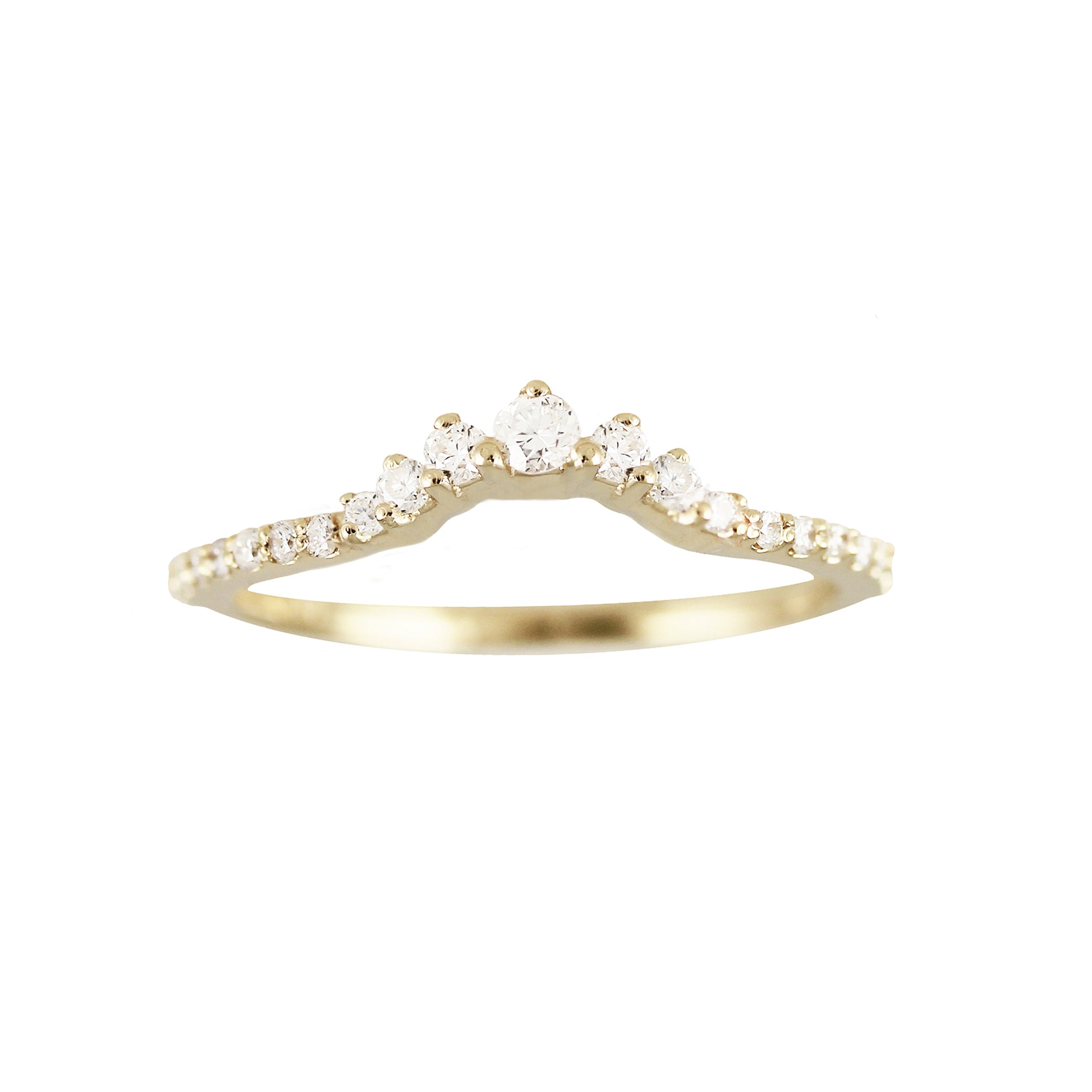 14K PETITE DIAMOND TIARA WITH SIDE PAVE BAND