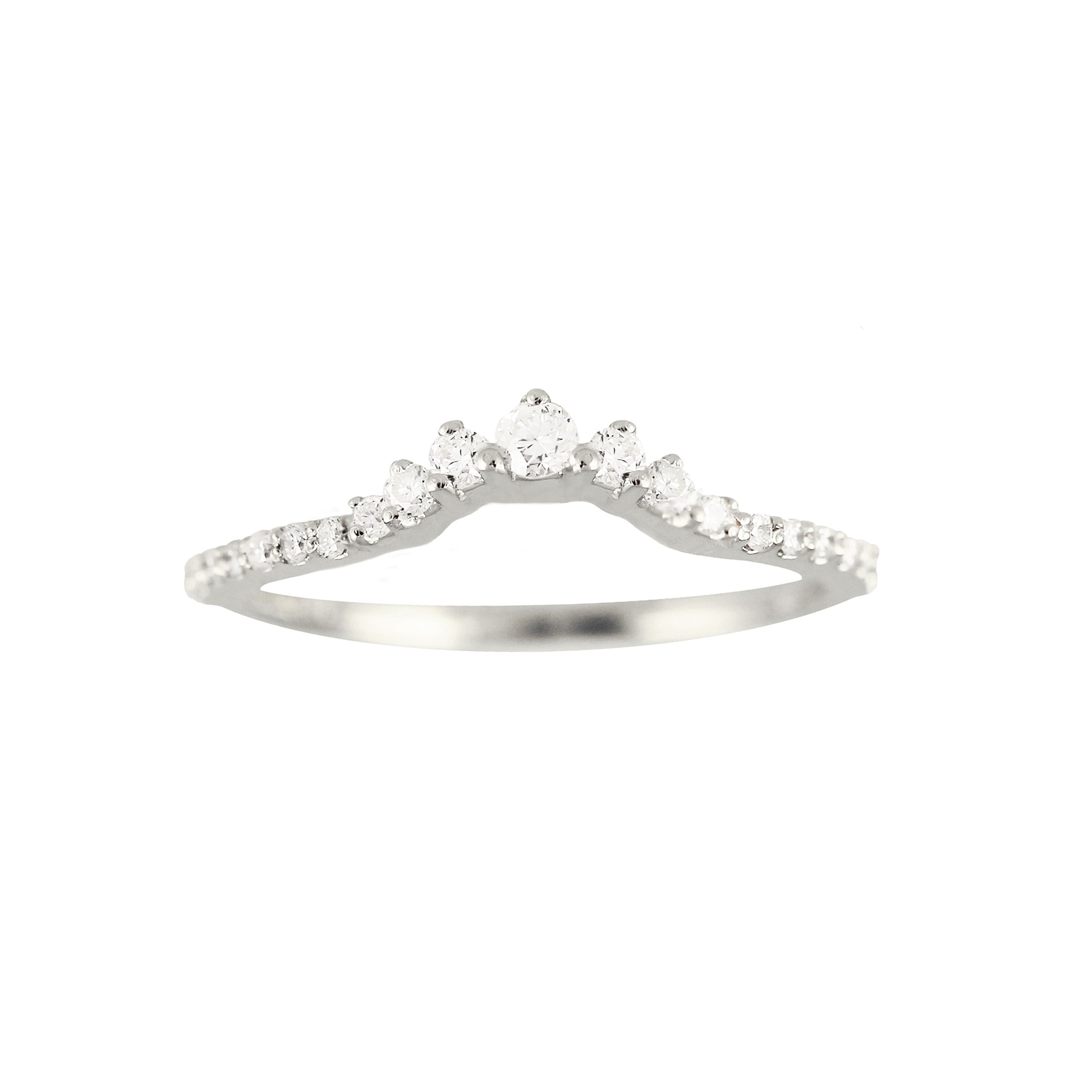 14K PETITE DIAMOND TIARA WITH SIDE PAVE BAND