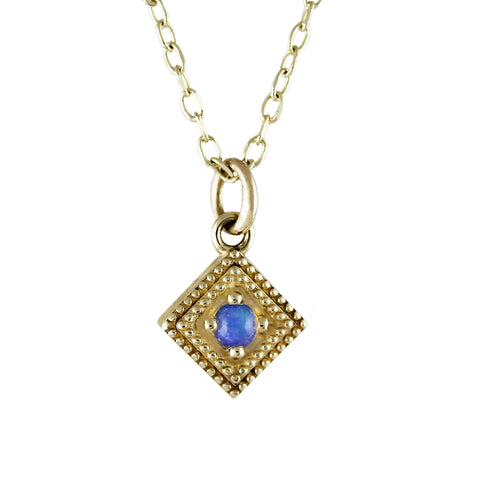 5 BEZEL DIAMOND AND OPAL BAR NECKLACE