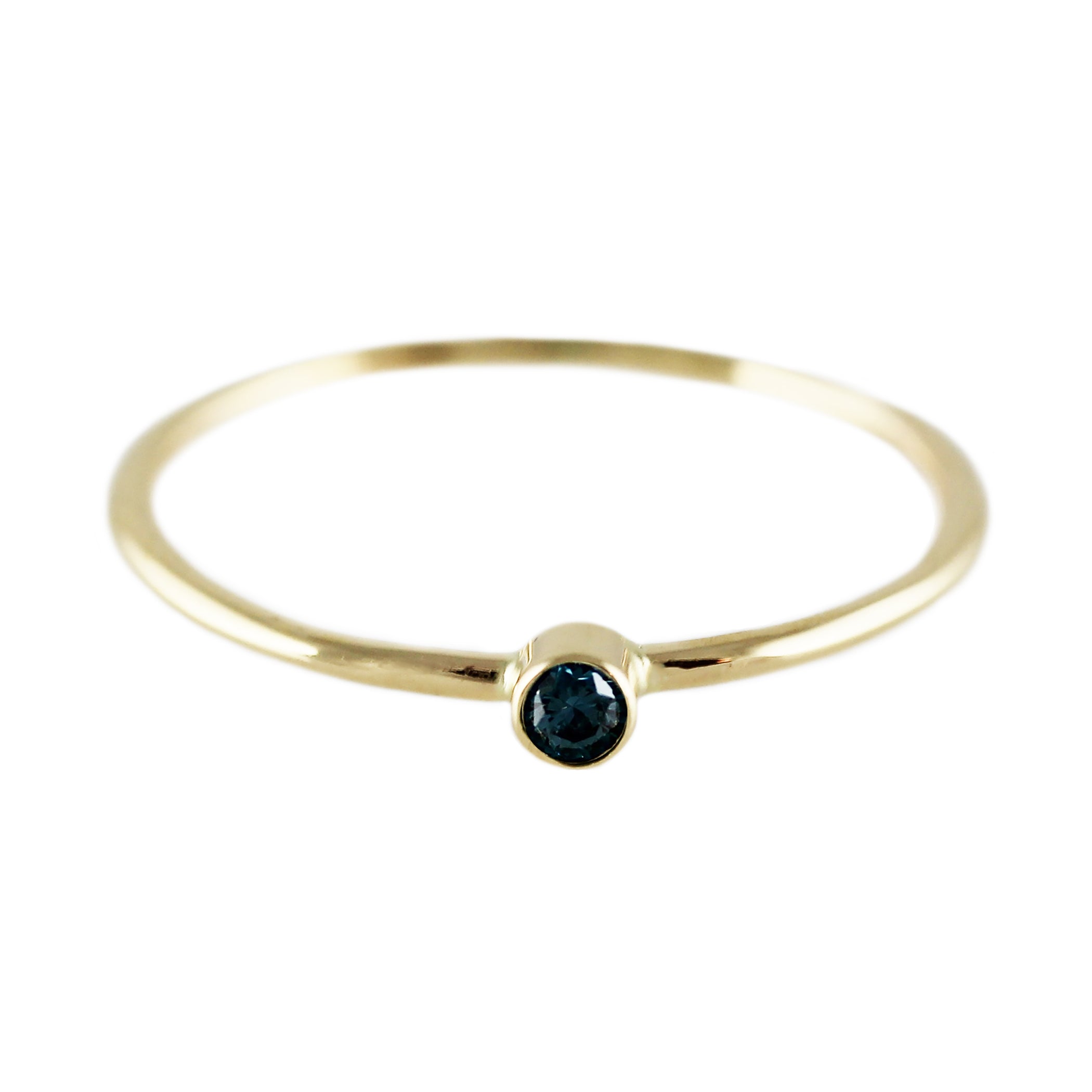 14K SINGLE BLUE DIAMOND RING
