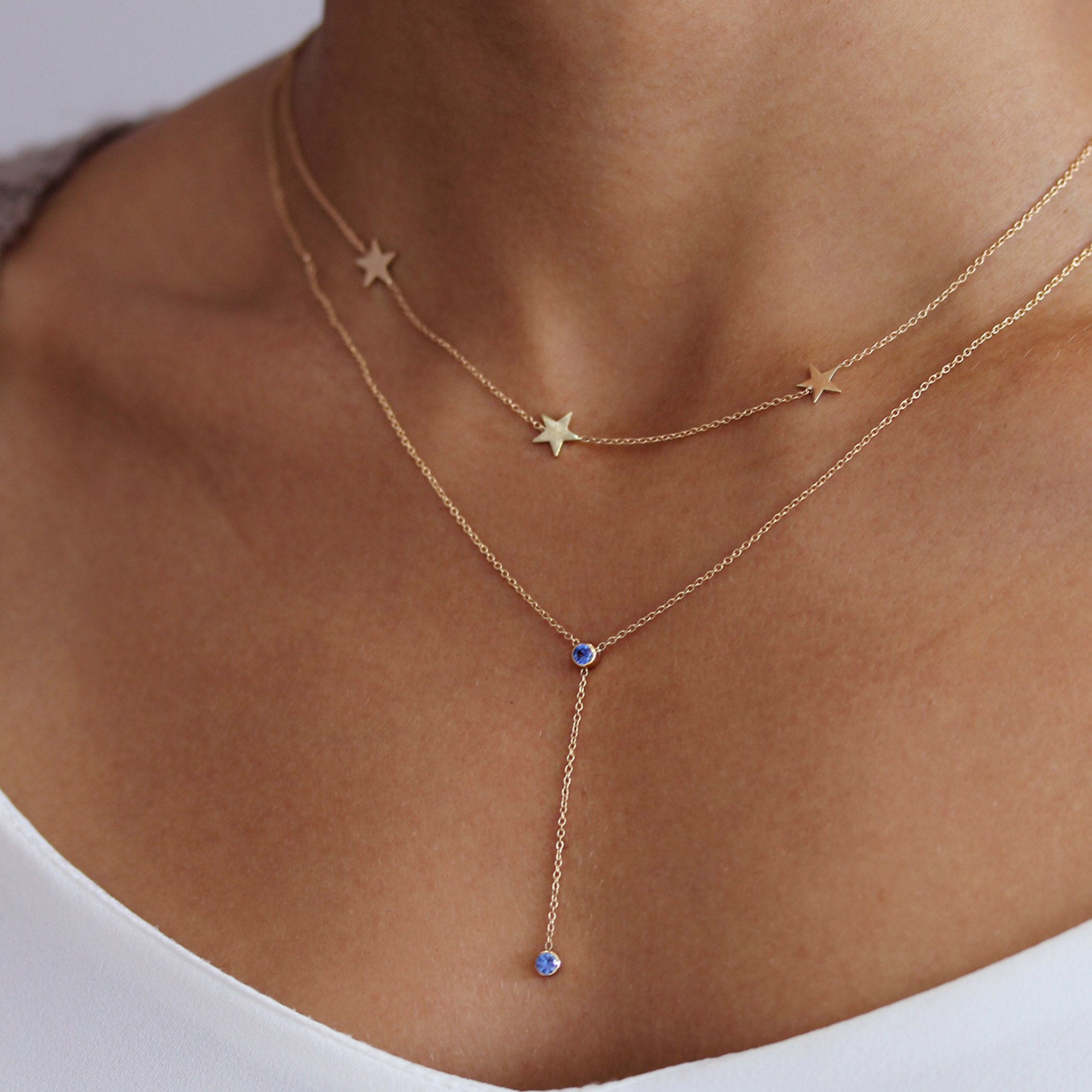 14K 3MM BLUE SAPPHIRE LARIAT