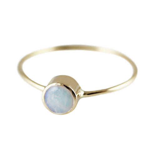 14K OPAL WITH SIX PRONG SET DIAMONDS RING