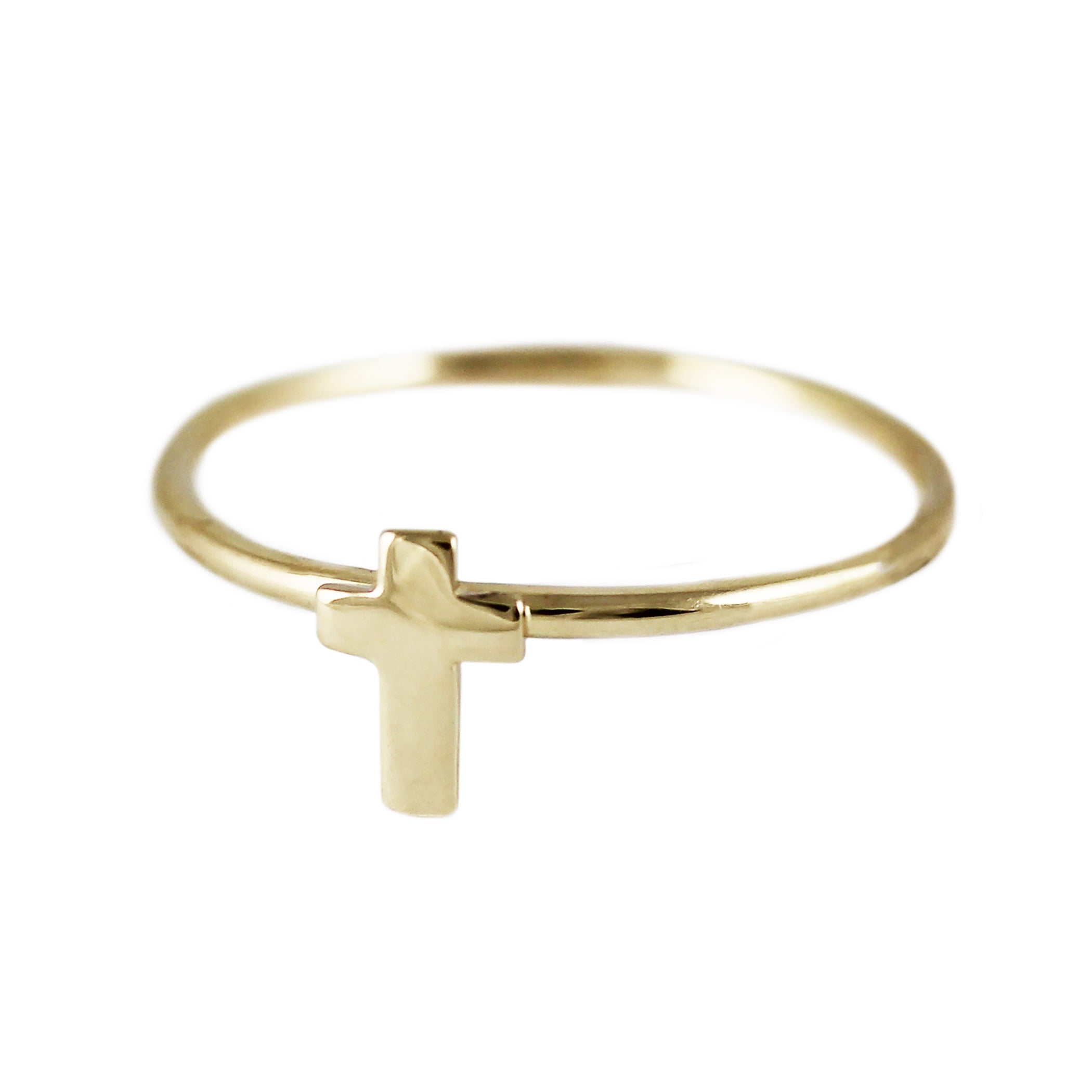 14K TINY CROSS RING