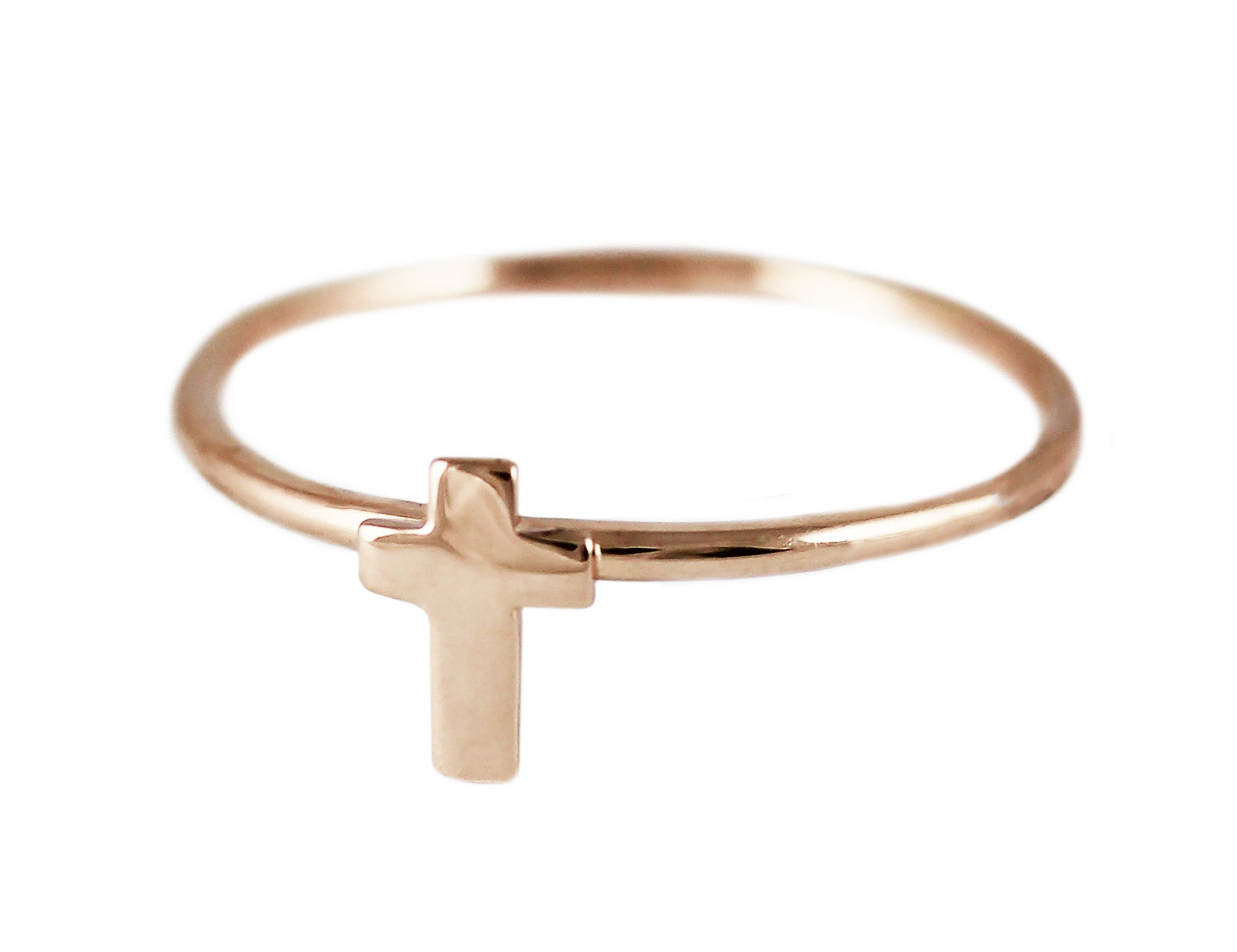 14K TINY CROSS RING