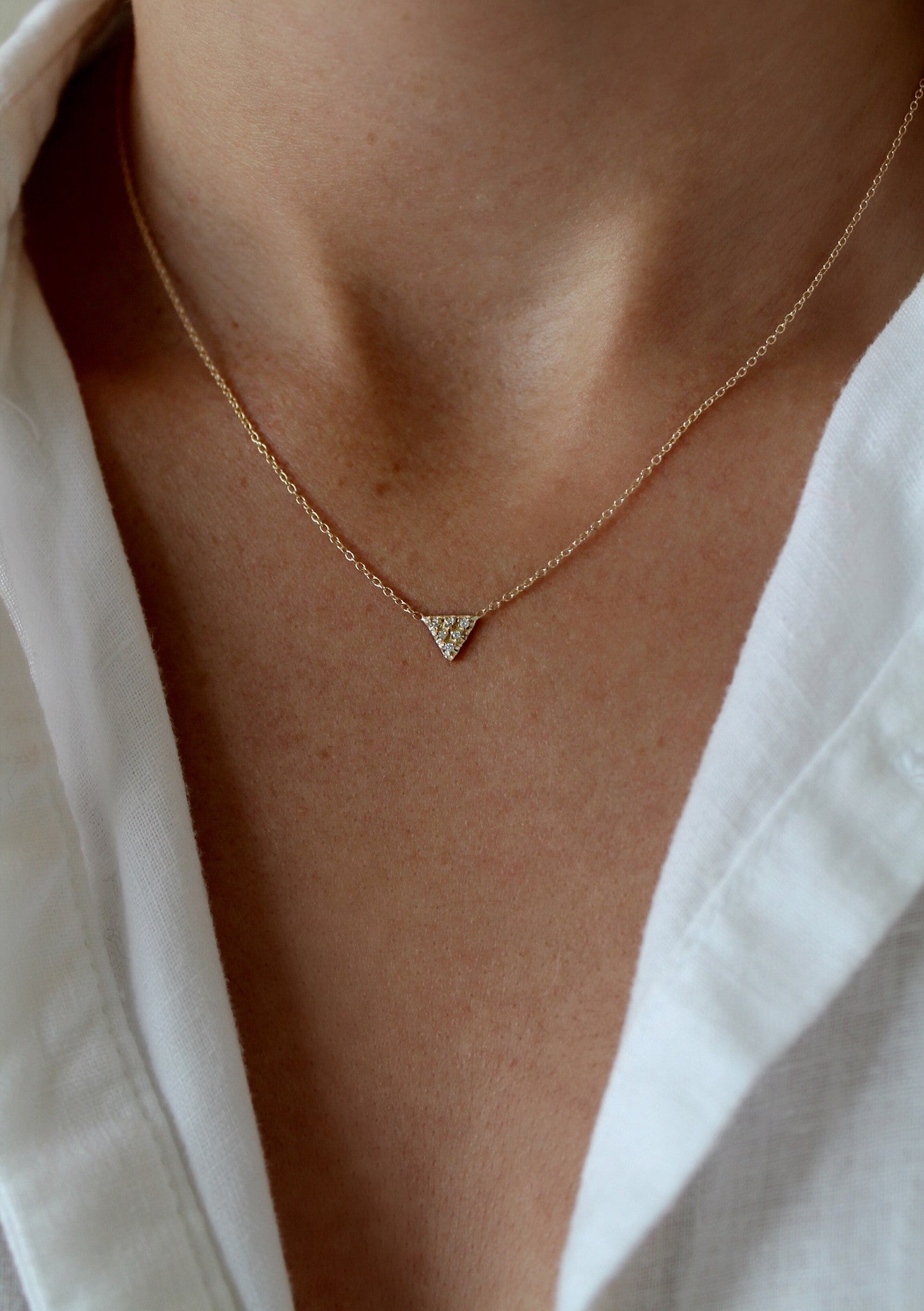 14K TRIANGLE WITH PAVE NECKLACE